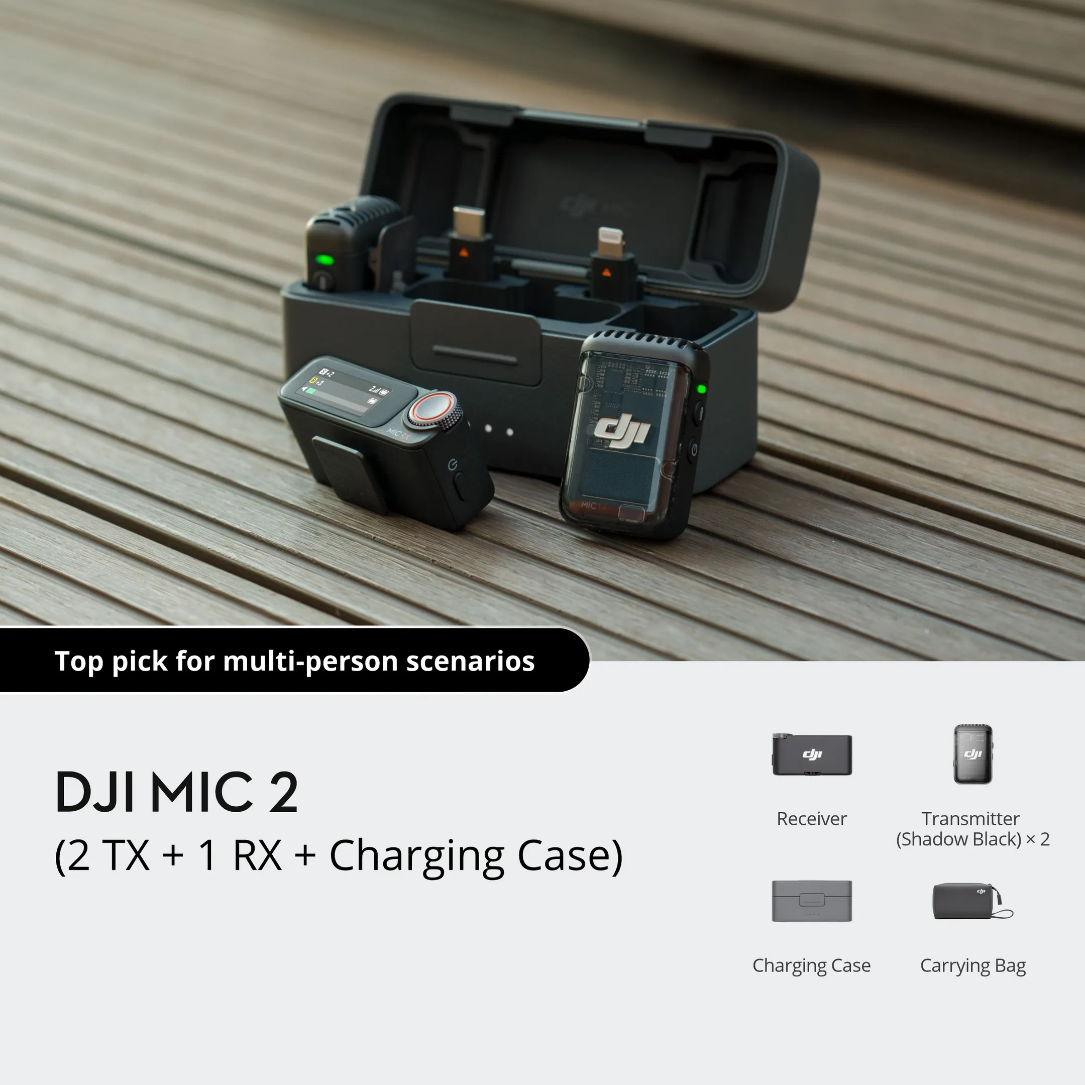 DJI Microphone Mic 2 - 2 TX + 1 RX + Charging case image