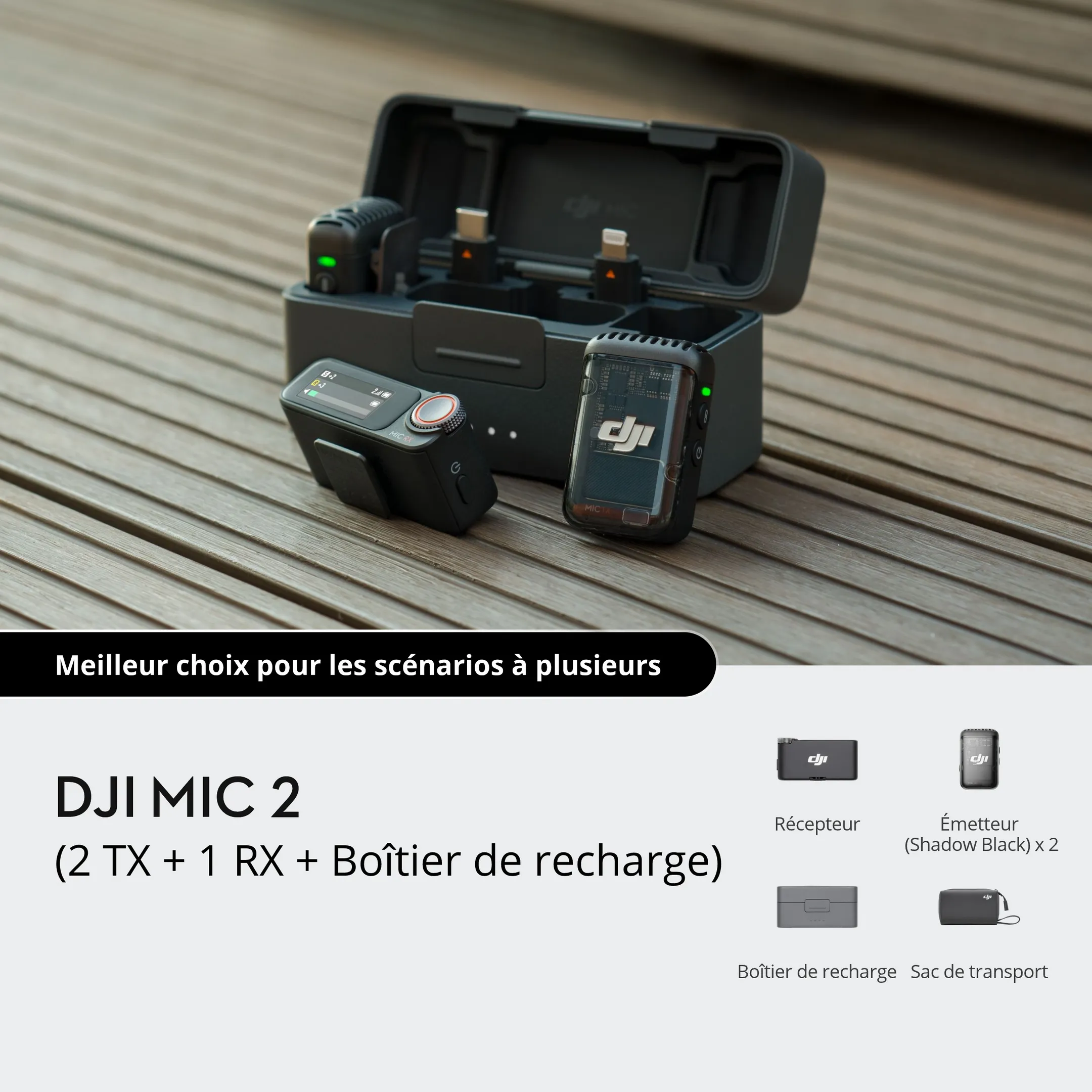 DJI Microphone Mic 2 - 2 TX + 1 RX + Boitier de recharge image