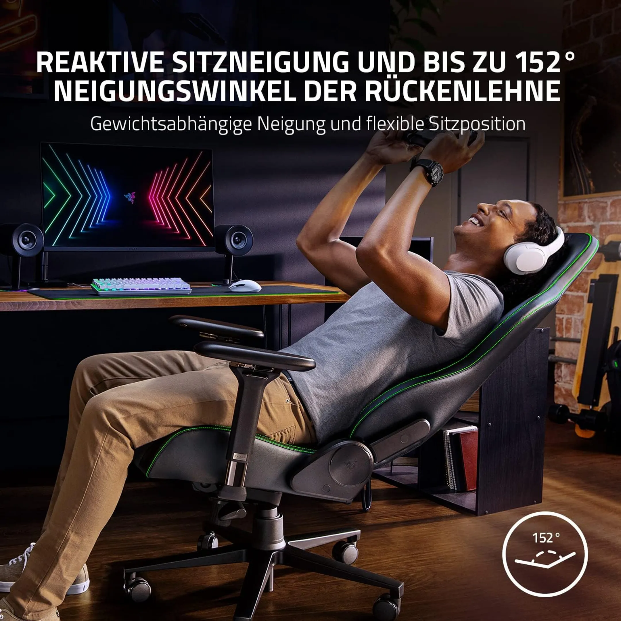 Razer Gaming-Stuhl Enki - Schwarz / Grün image