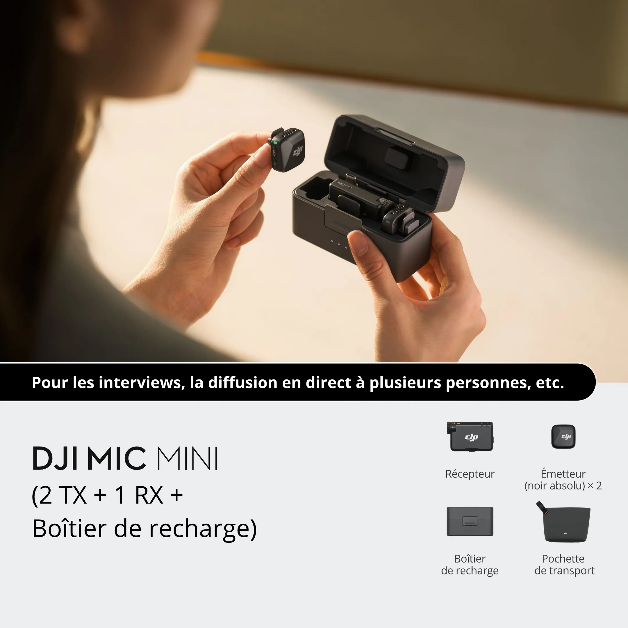 DJI Microphone Mic Mini - 2 TX + 1 RX + Boitier de recharge image