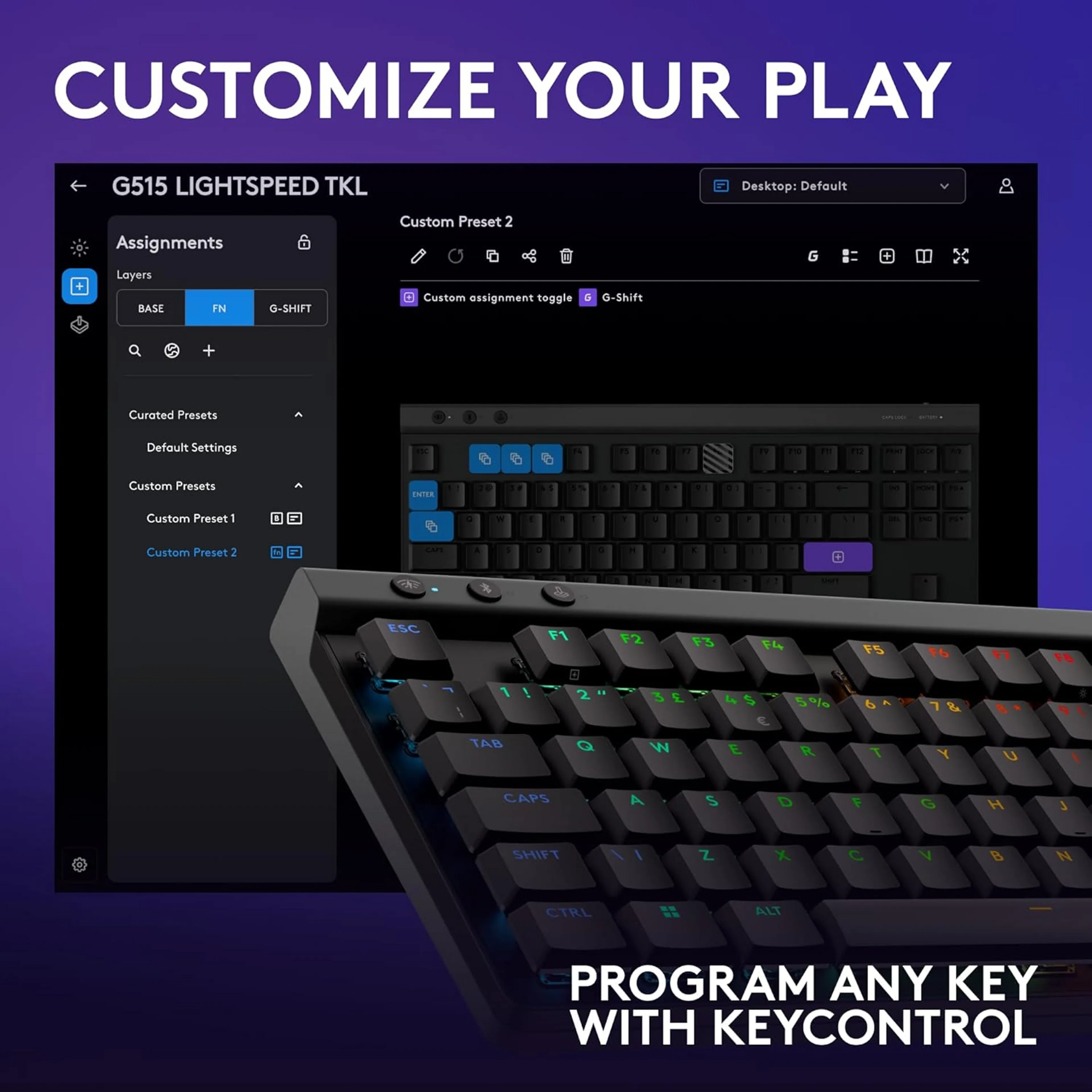 Logitech Wireless Gaming Keyboard G515 Lightspeed TKL - AZERTY - Black image