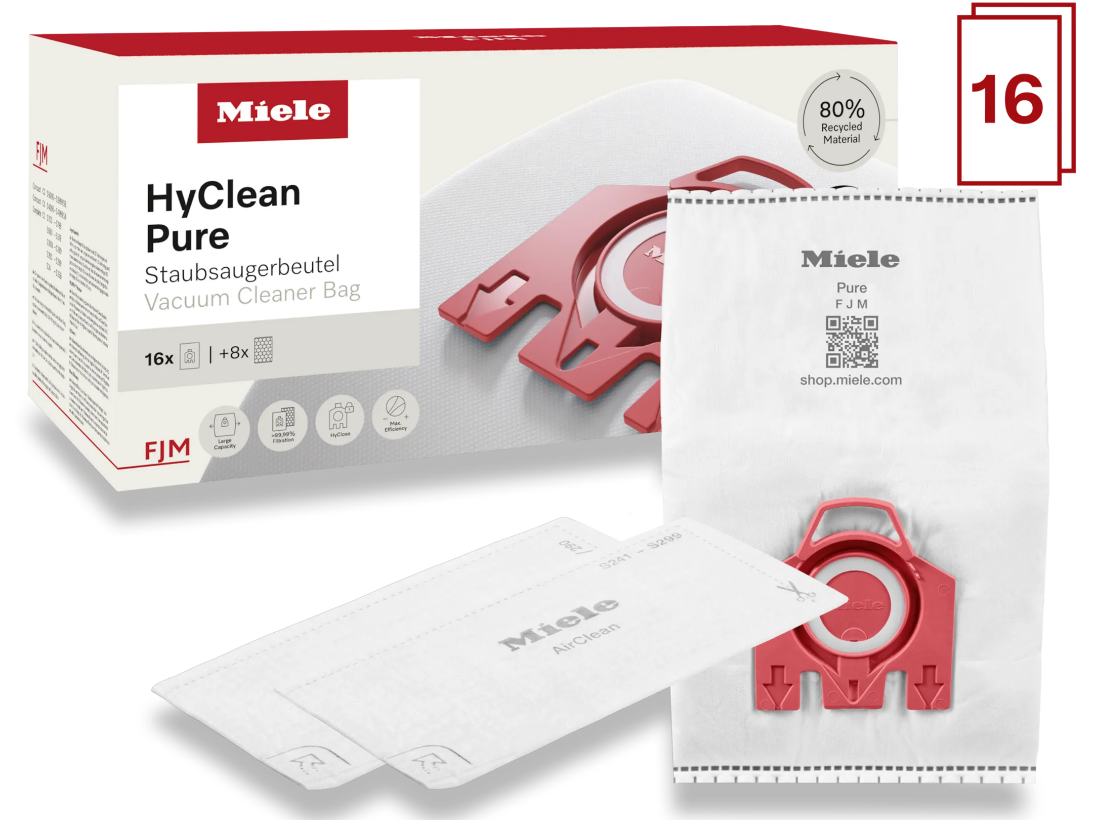 Sacs aspirateur FJM HyClean Pure XXL Pack - 16 sacs