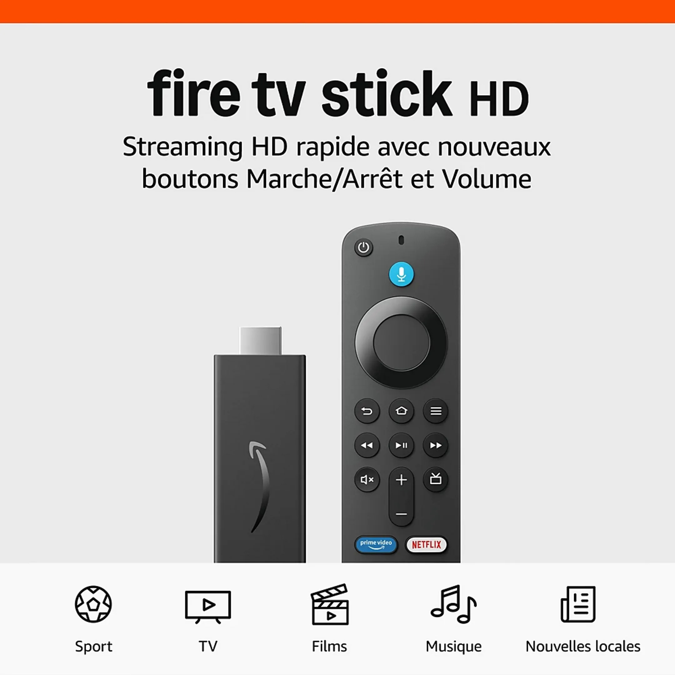 AMAZON Appareil de streaming Fire TV Stick HD (2024) - Noir image