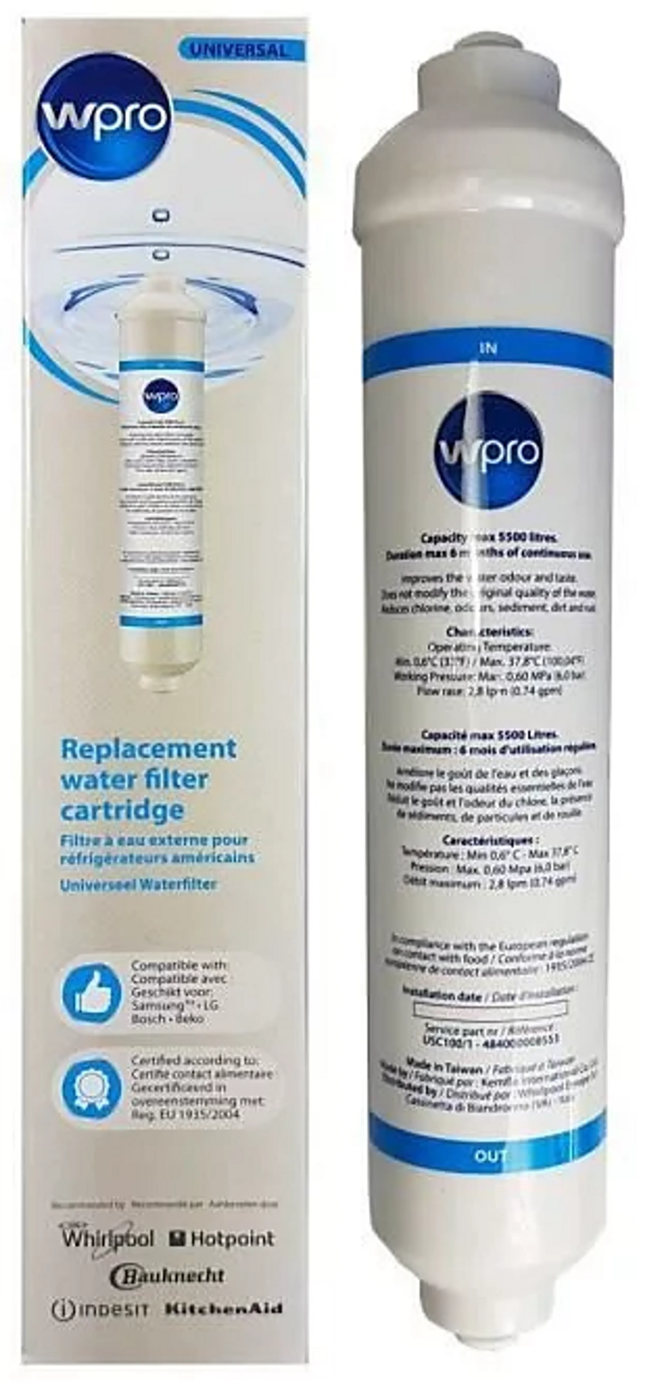 Wpro Water filter for USC100/1 Side by Side image