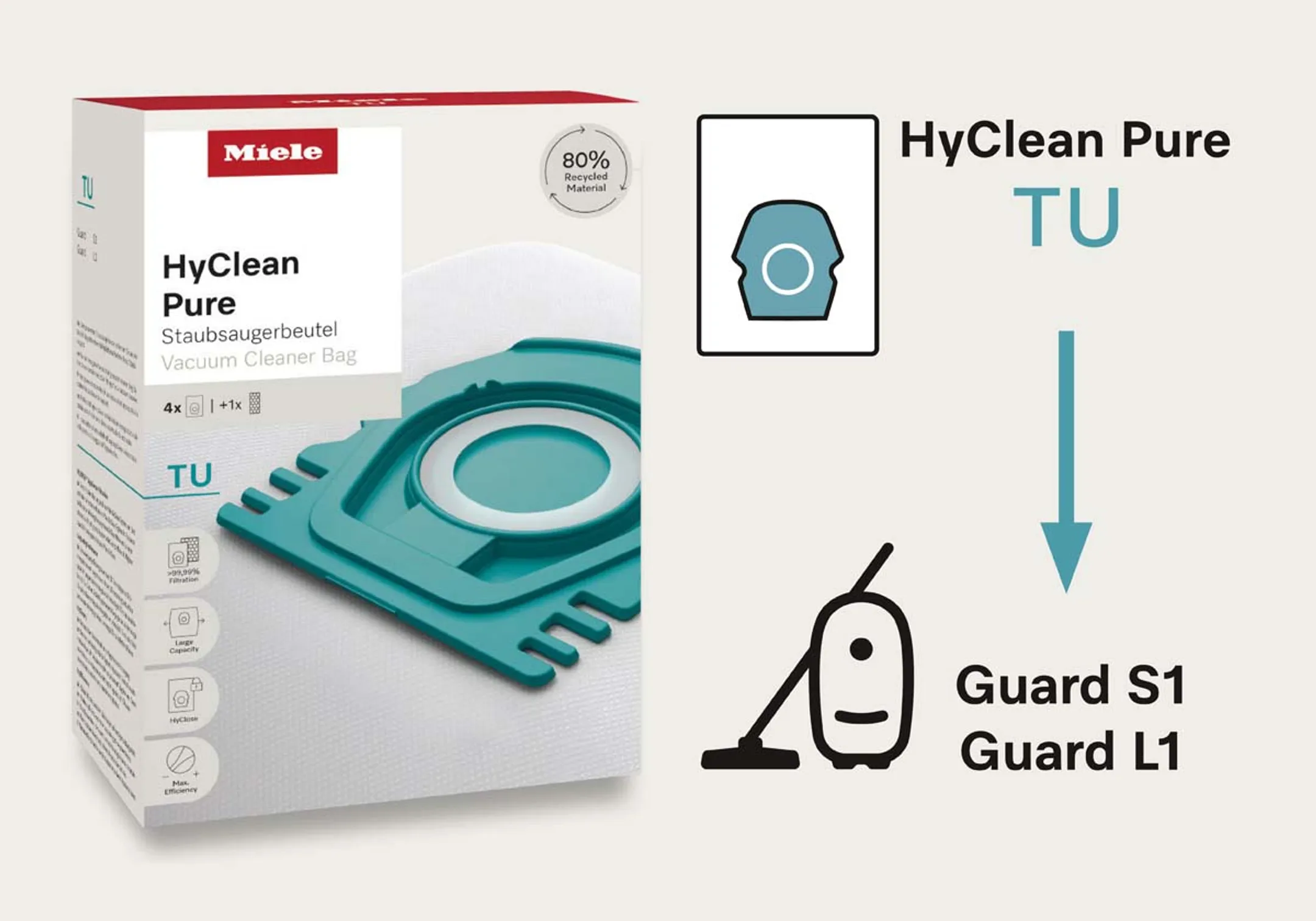 Miele Vacuum bag HyClean Pure TU - 4 pieces image