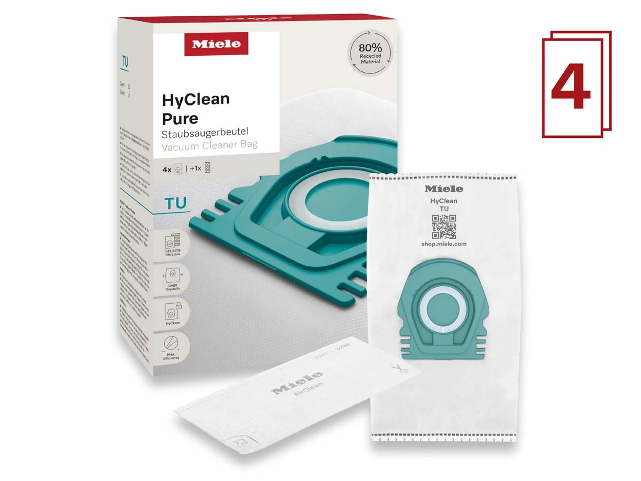 Miele Vacuum bag HyClean Pure TU - 4 pieces image