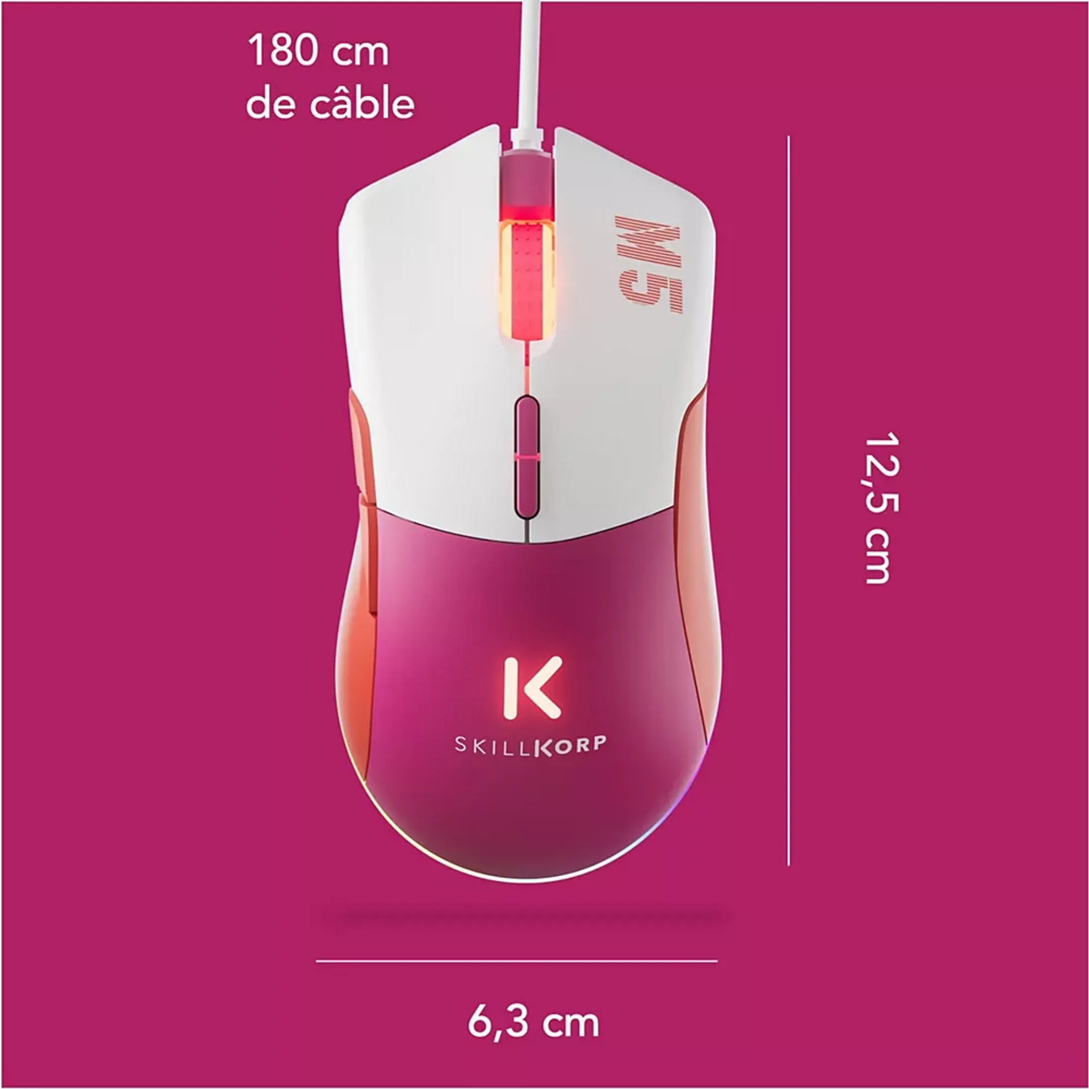 Skillkorp Souris Gaming M5 Eco - Magenta image