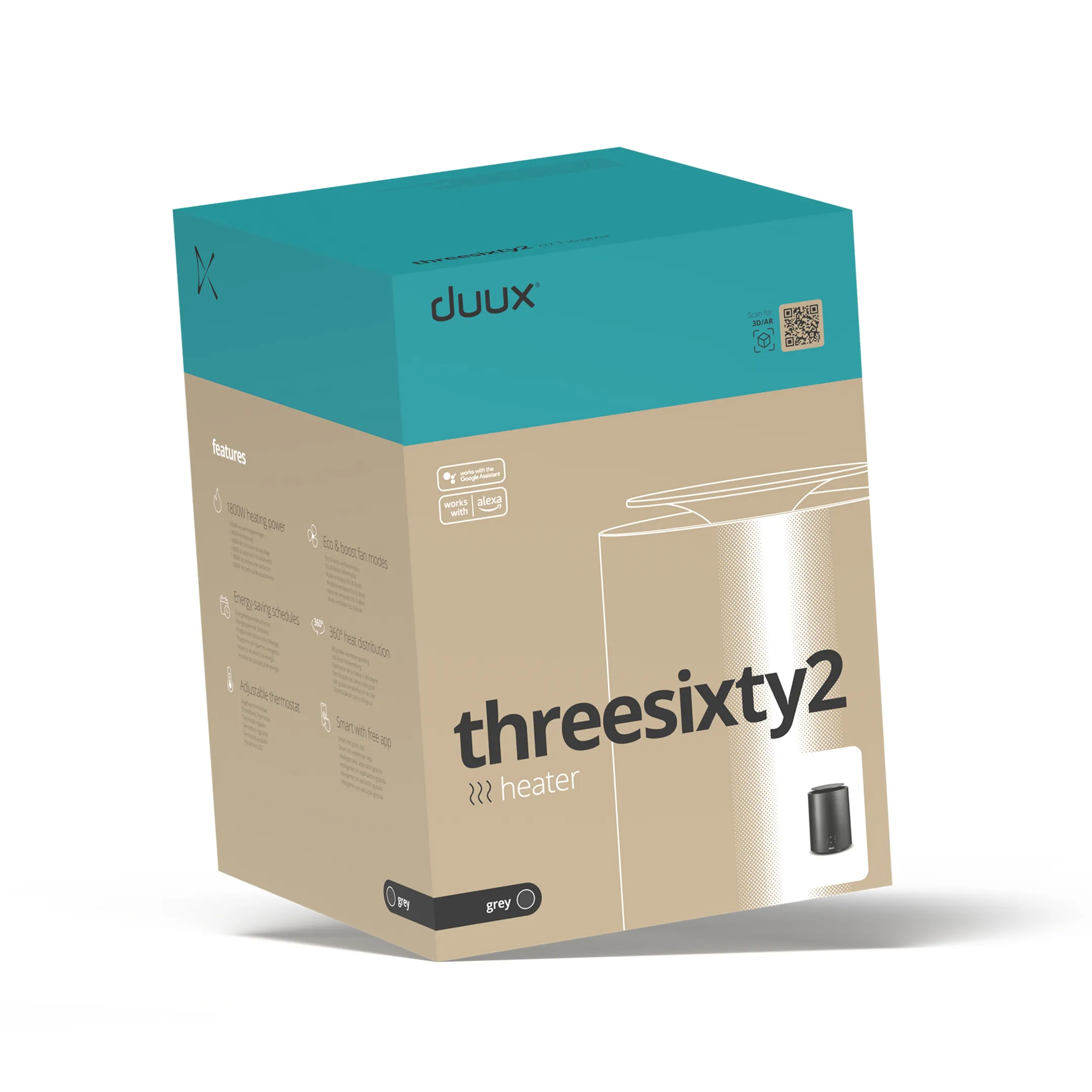 DUUX Fan Heater THREESIXTY 2 - 1800W - Gray image