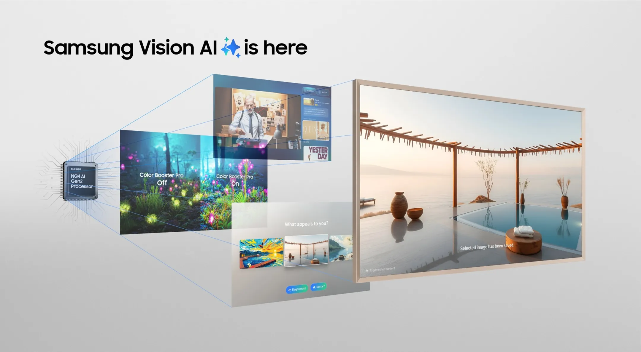 Samsung TV QLED 4K The Frame 55LS03FA - 55 pouces - Cadre Bois Clair inclus image
