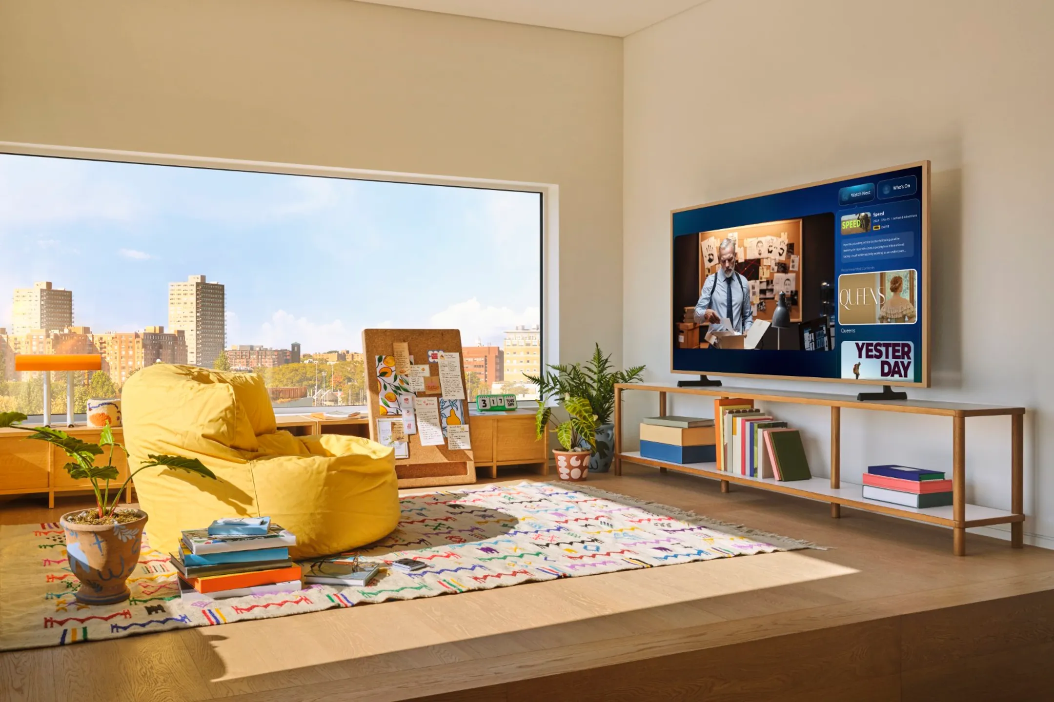 Samsung TV QLED 4K The Frame 55LS03FA - 55 pouces - Cadre Bois Clair inclus image