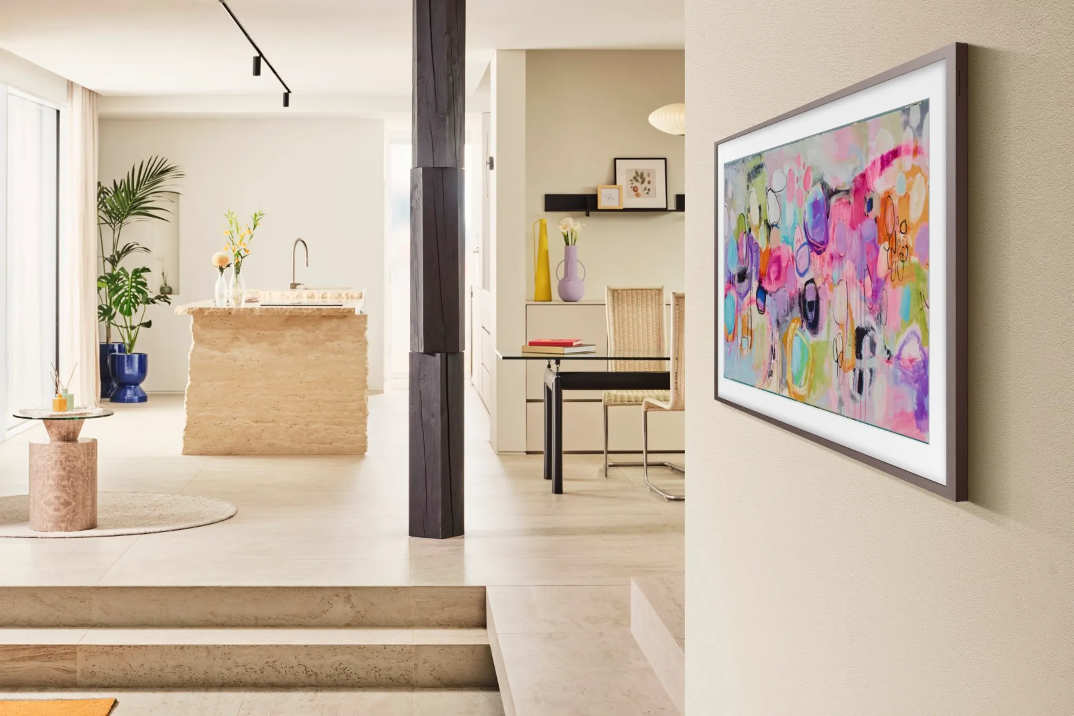 Samsung TV QLED 4K The Frame 50LS03FA - 50 pouces - Heller Holzrahmen inklusive image