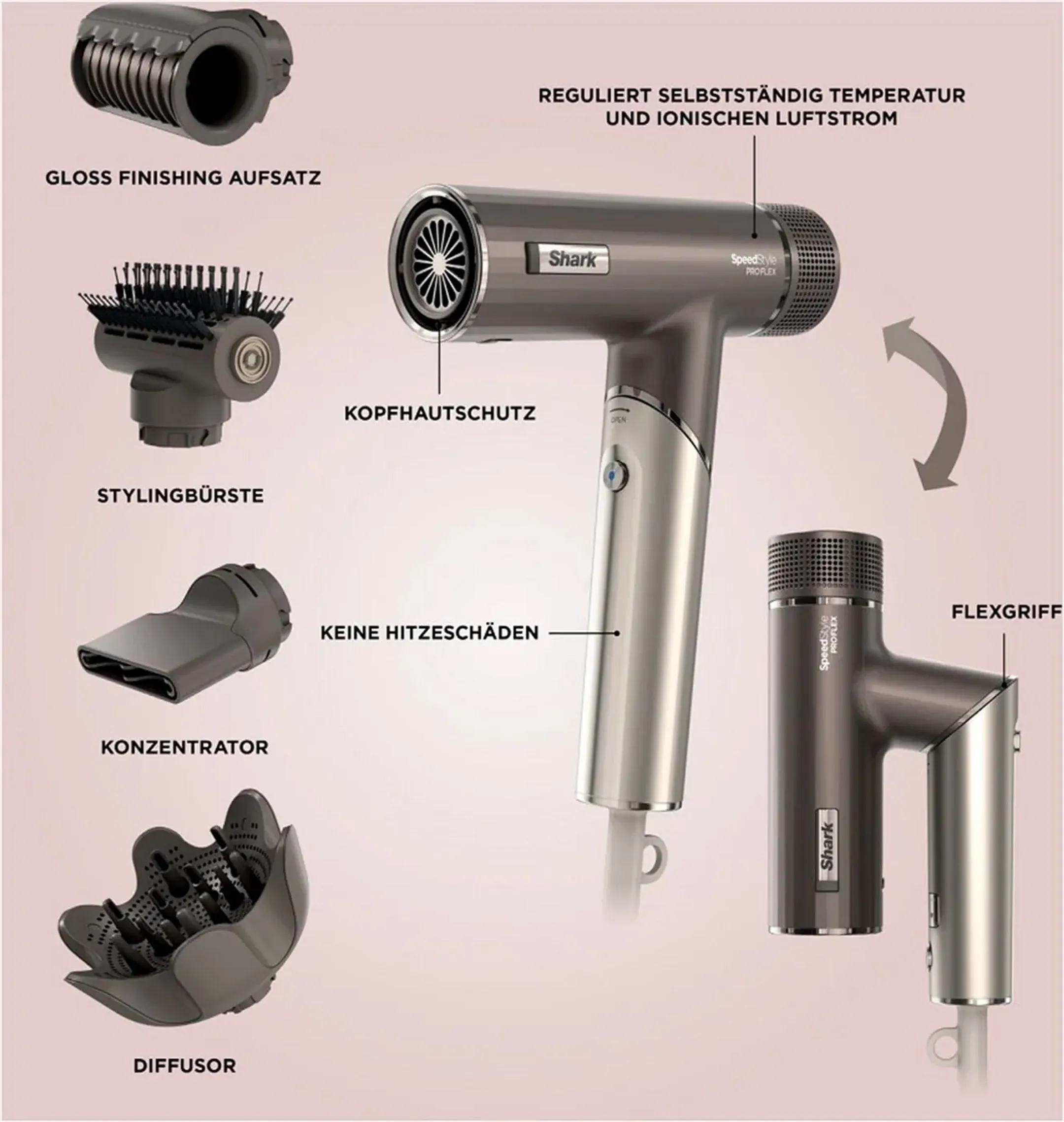 Shark 4-in-1-Haartrockner SpeedStyle Pro FLEX HD542EU image