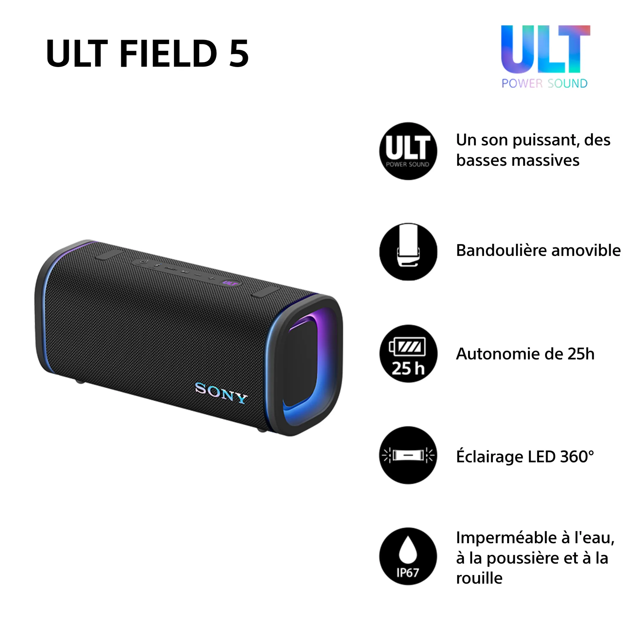 Sony Enceinte Bluetooth ULT Field 5 - Noir image