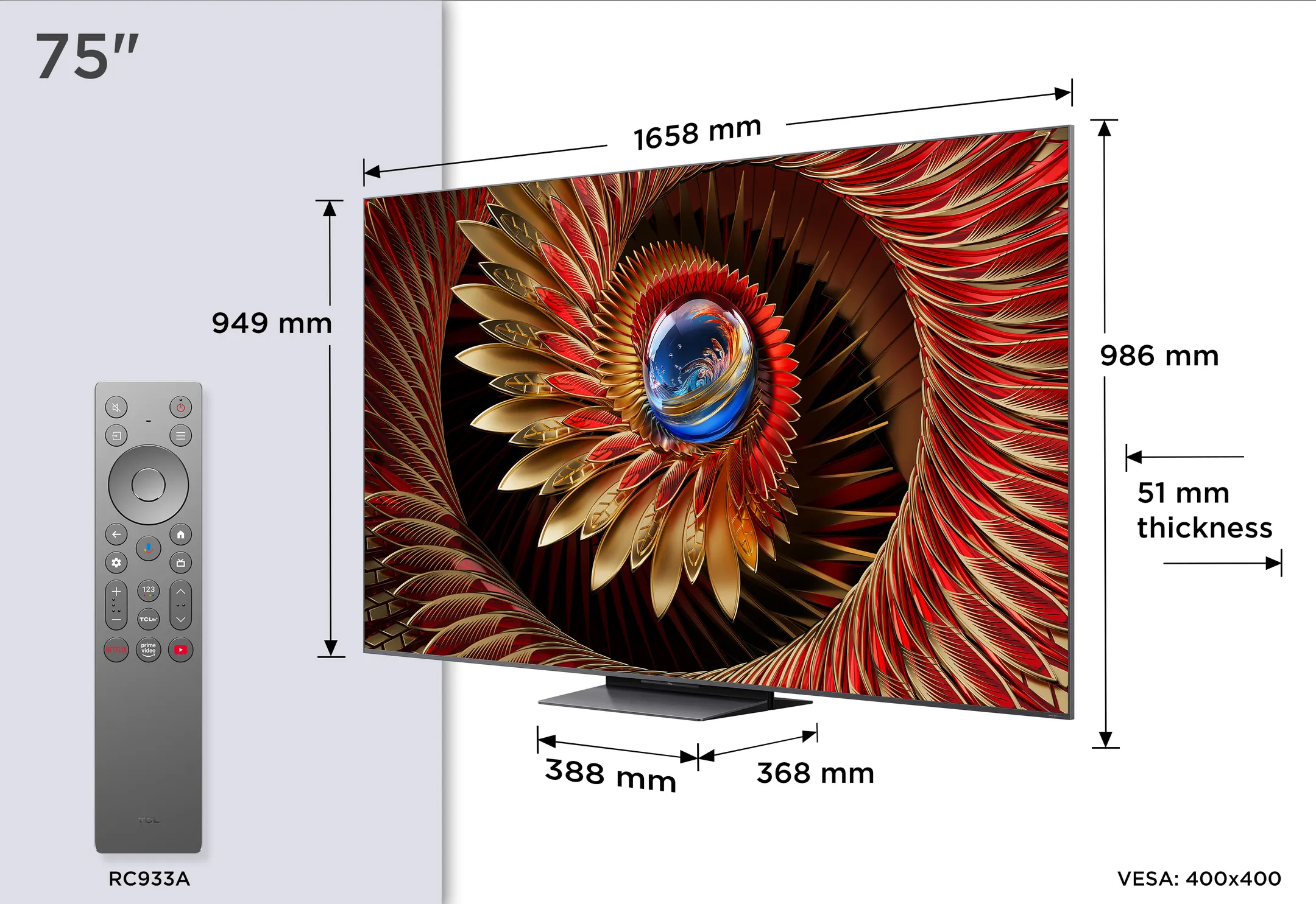 TCL TV 4K QD-Mini LED 75C89K - 75 pouces image