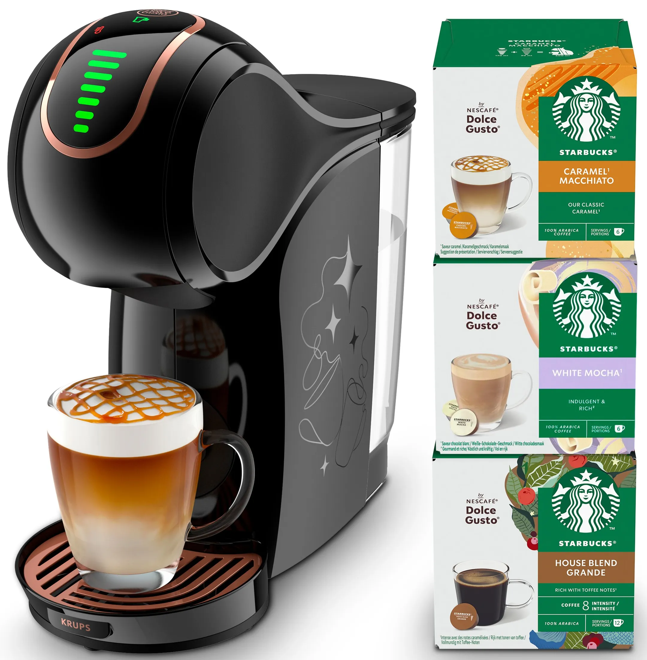 Machine à café Nescafé Dolce Gusto Genio S YY5663FD + 3 boites de capsules Starbucks