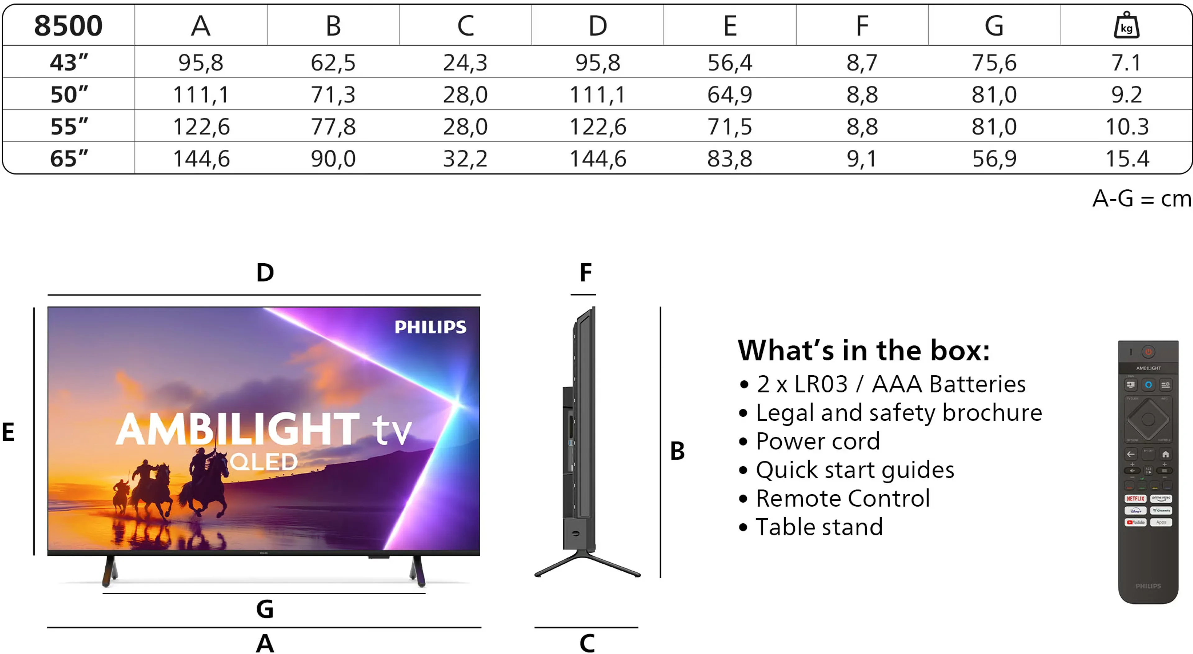 Philips TV QLED 4K Ambilight 43PUS8500/12 - 43 inches image