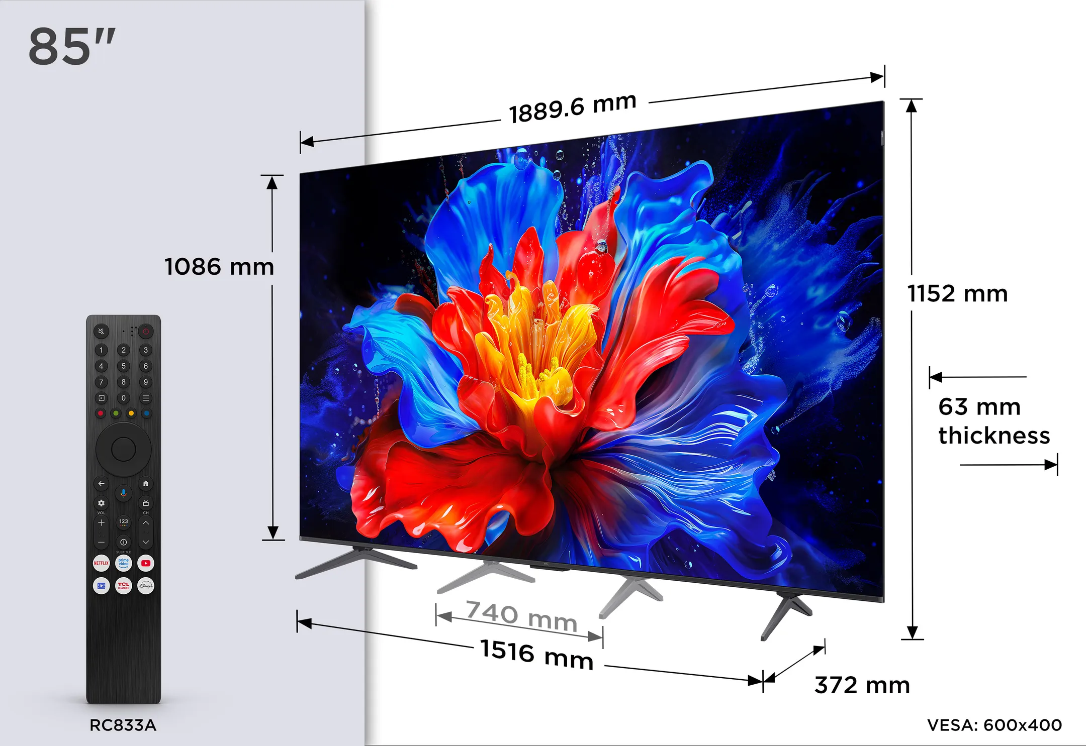 TCL TV QLED 4K 85P89K - 85 pouces image
