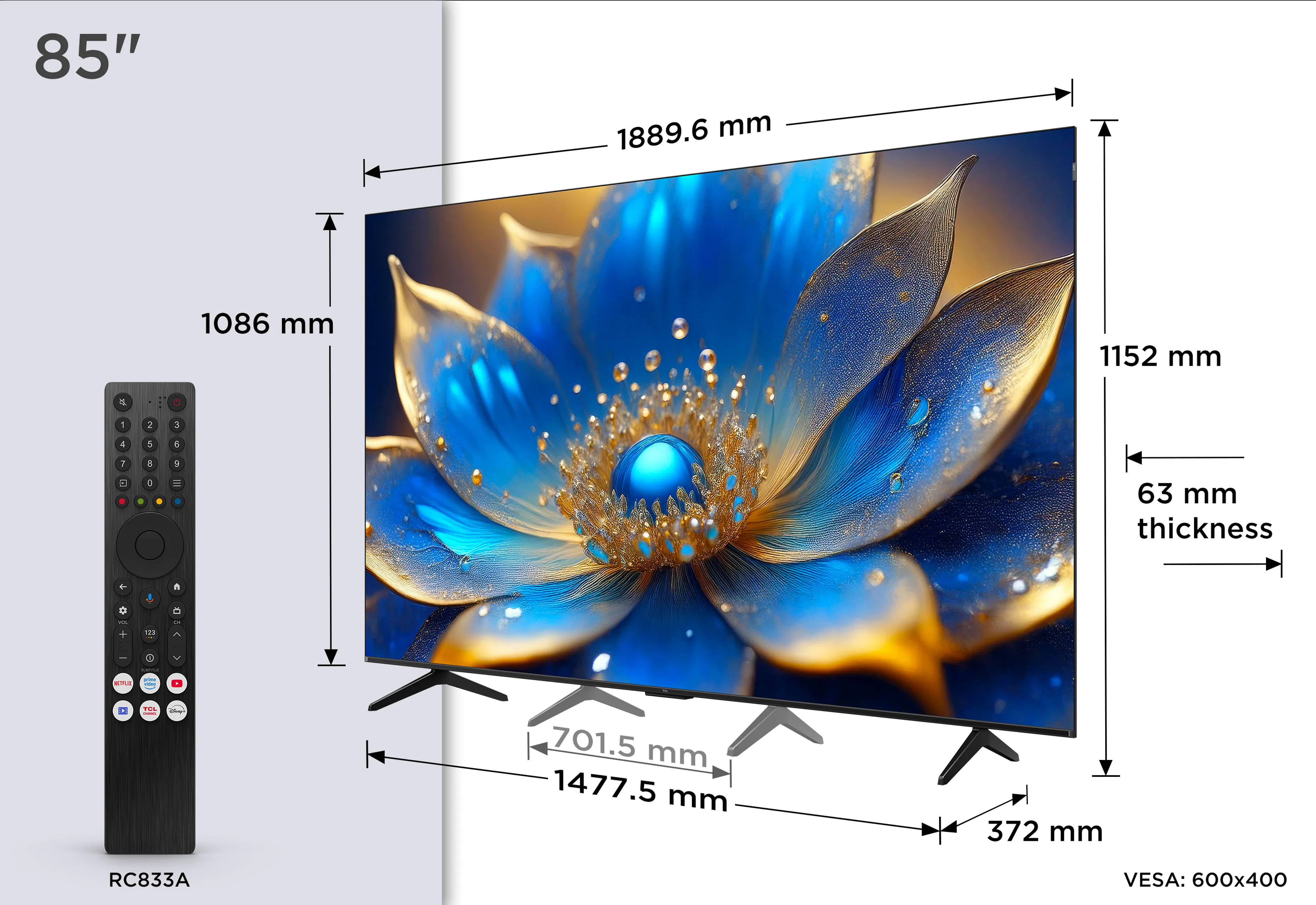 TCL TV QLED 4K 85P79K - 85 inches image