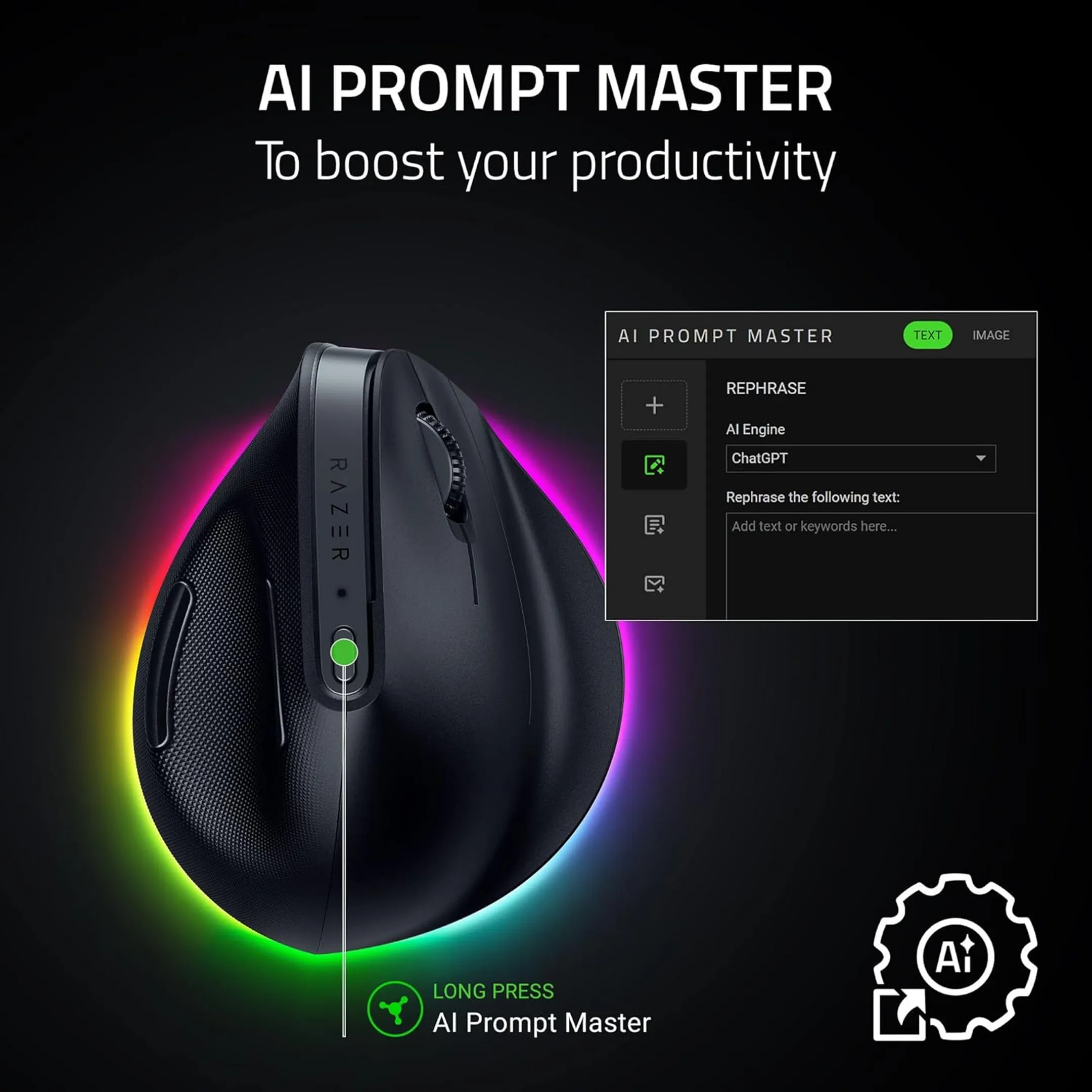 Razer Kabellose Gaming-Maus Pro Click V2 Vertical Edition image