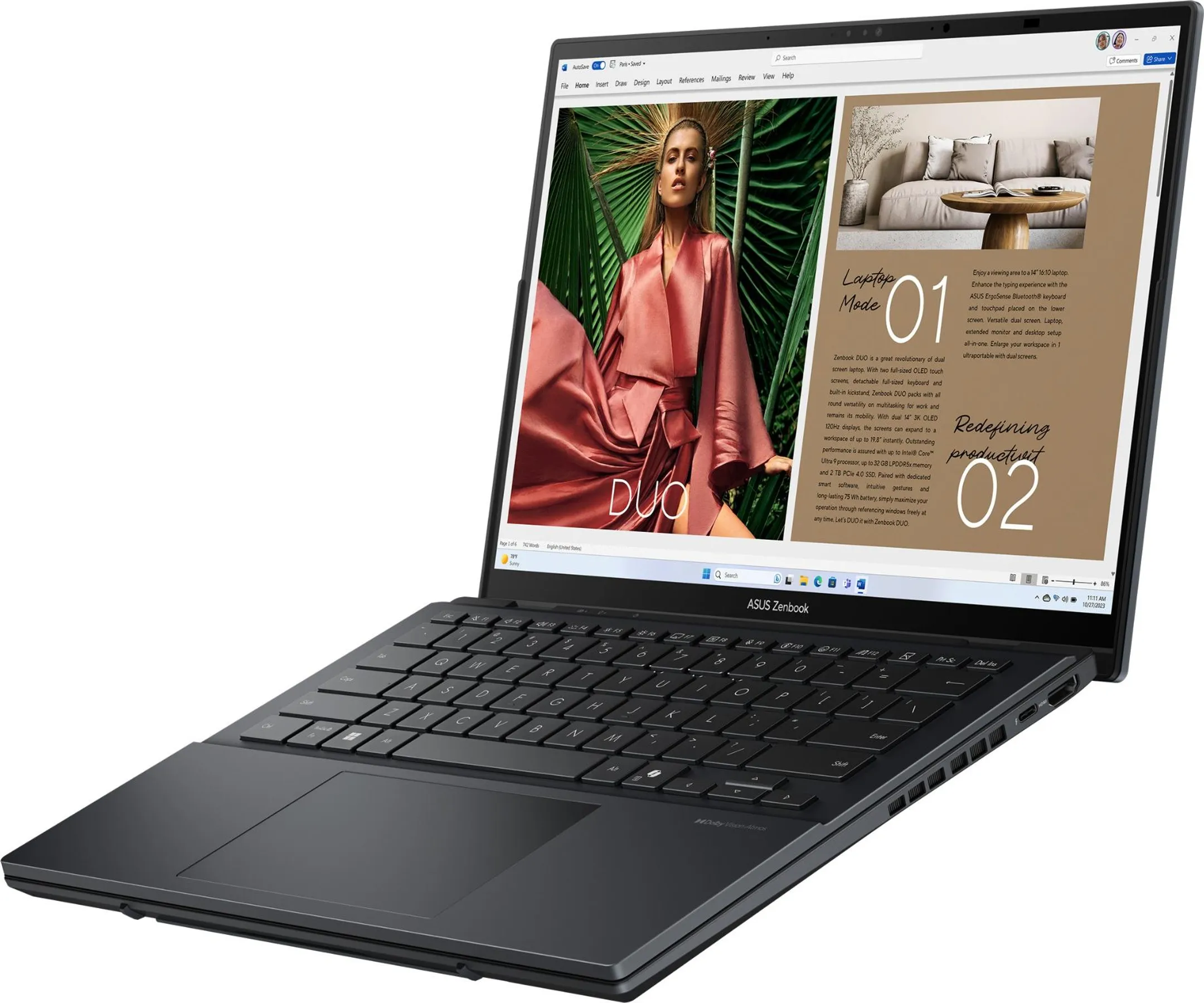 ASUS Laptop 2-in-1 Zenbook Duo Ultra 9 32GB 1TB - AZERTY - UX8406CA-PZ032W image