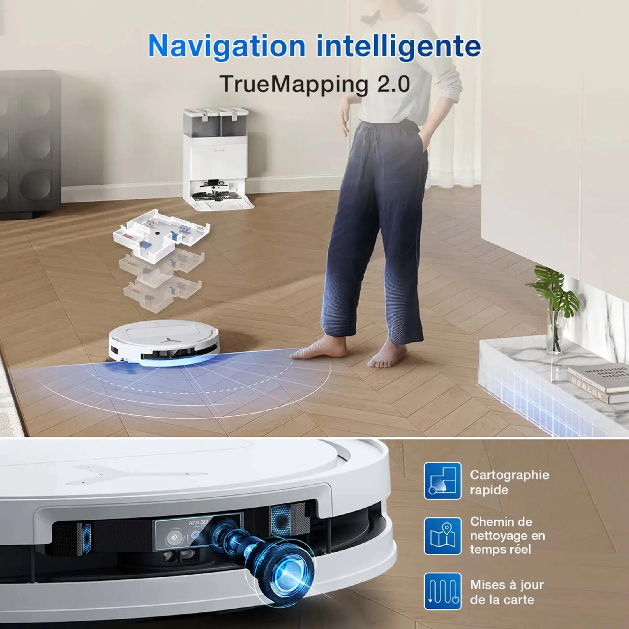 ECOVACS Robot aspirateur laveur Deebot T50 Omni (Gen 2) - Blanc image