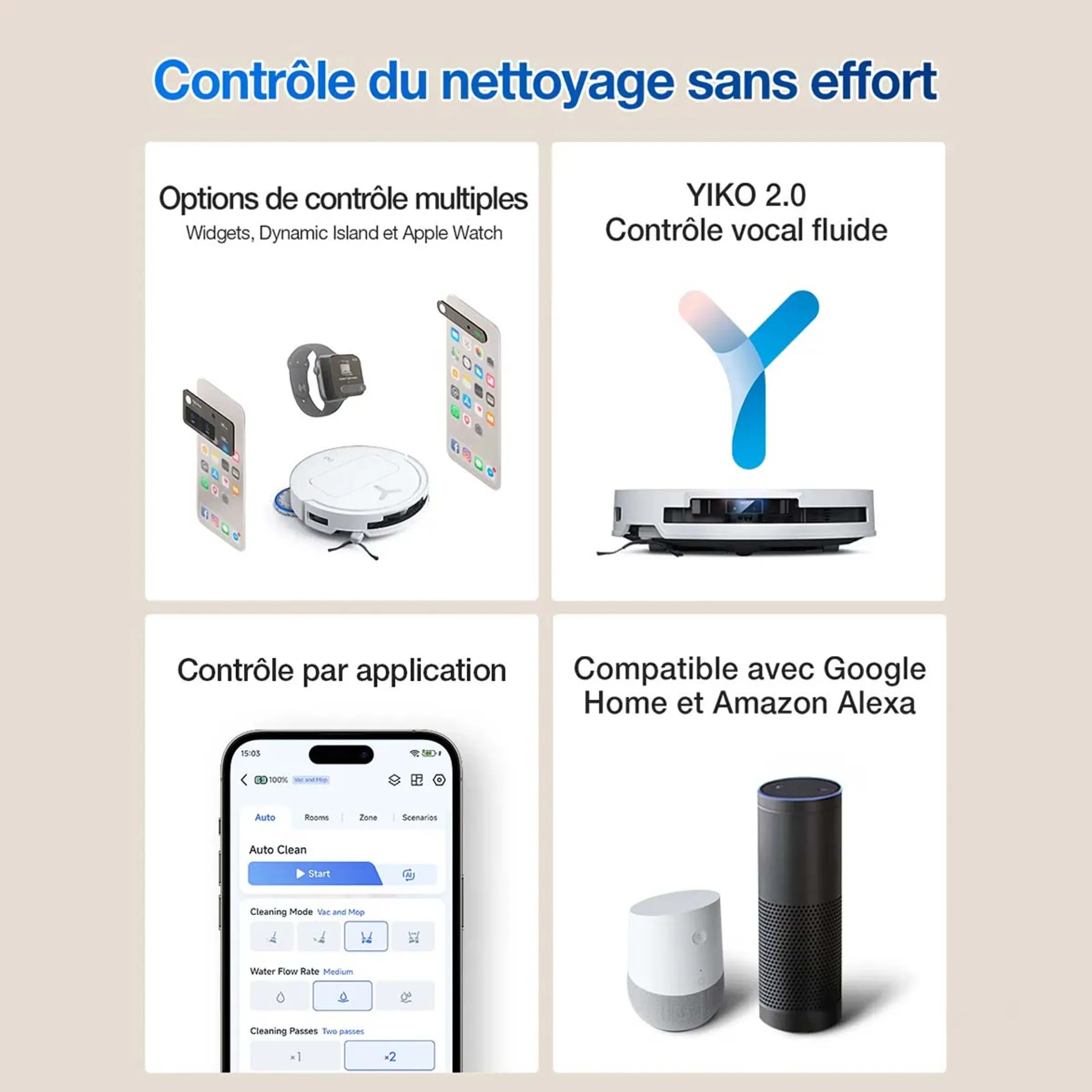 ECOVACS Robot aspirateur laveur Deebot T50 Omni (Gen 2) - Blanc image