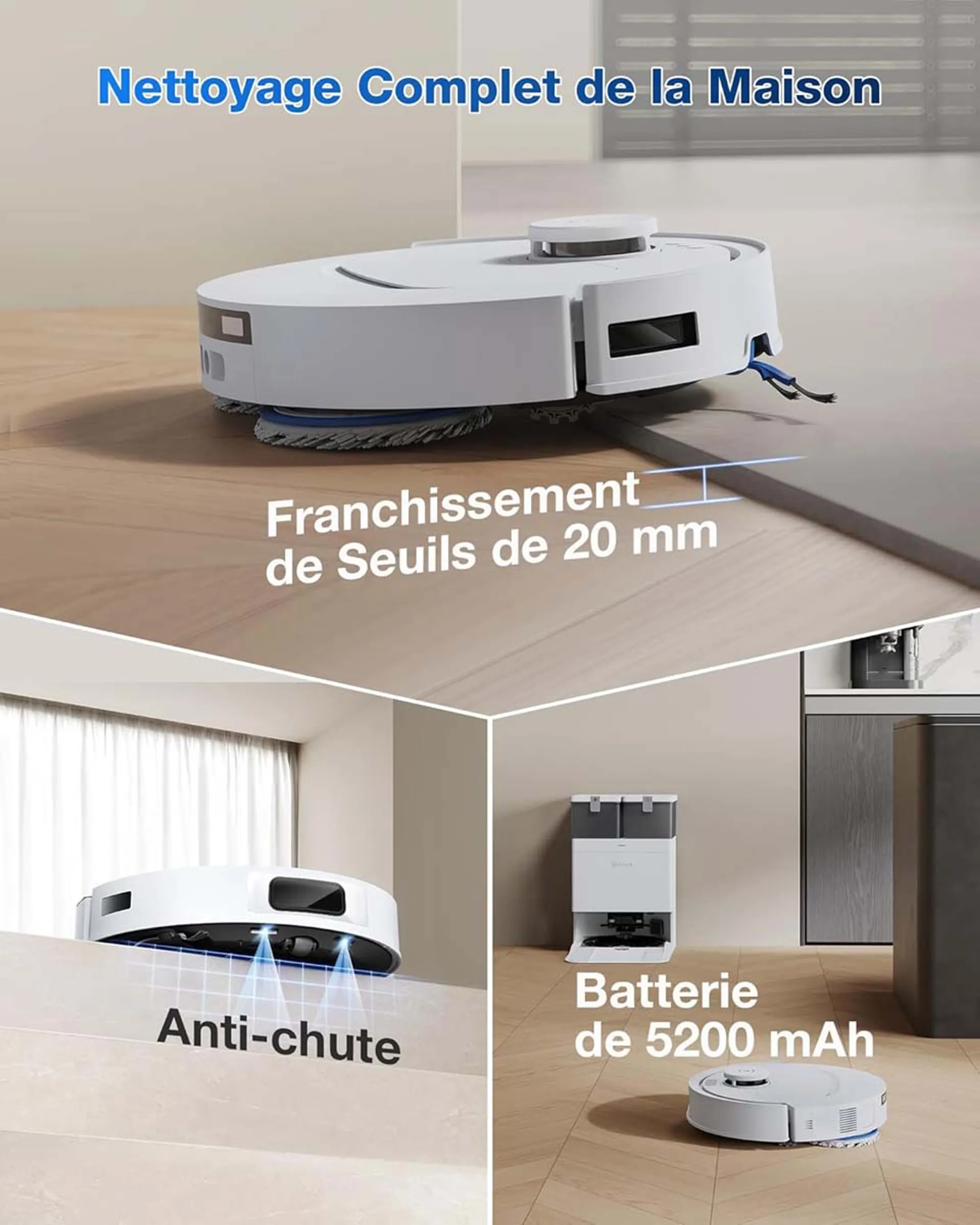 ECOVACS Robot aspirateur laveur Deebot T30C (Gen 2) - Blanc image