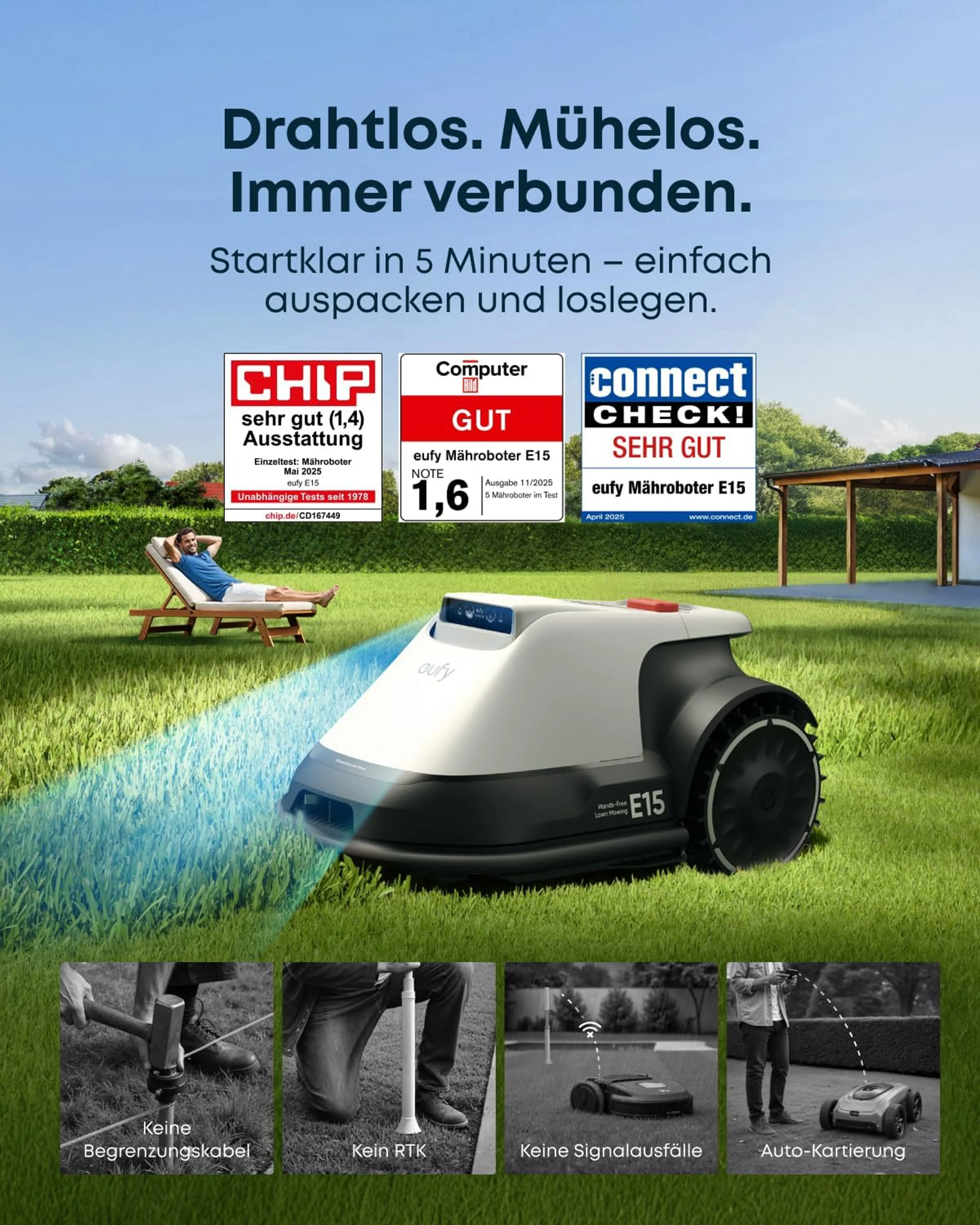EUFY Akku-Rasenmäher-Roboter E15 image