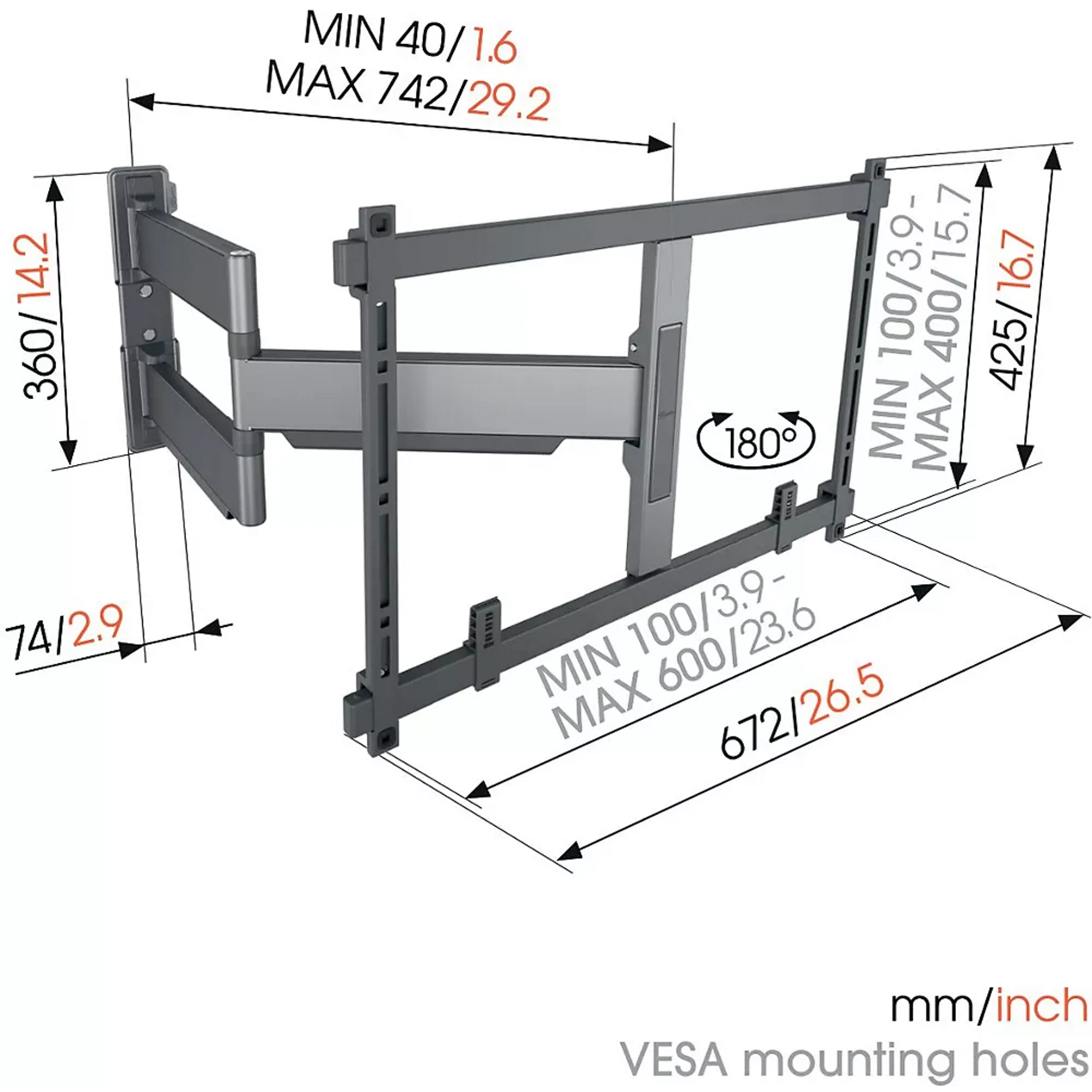Vogels TV wall mount ELITE TVM 5845 - 55“ to 100” - Black image