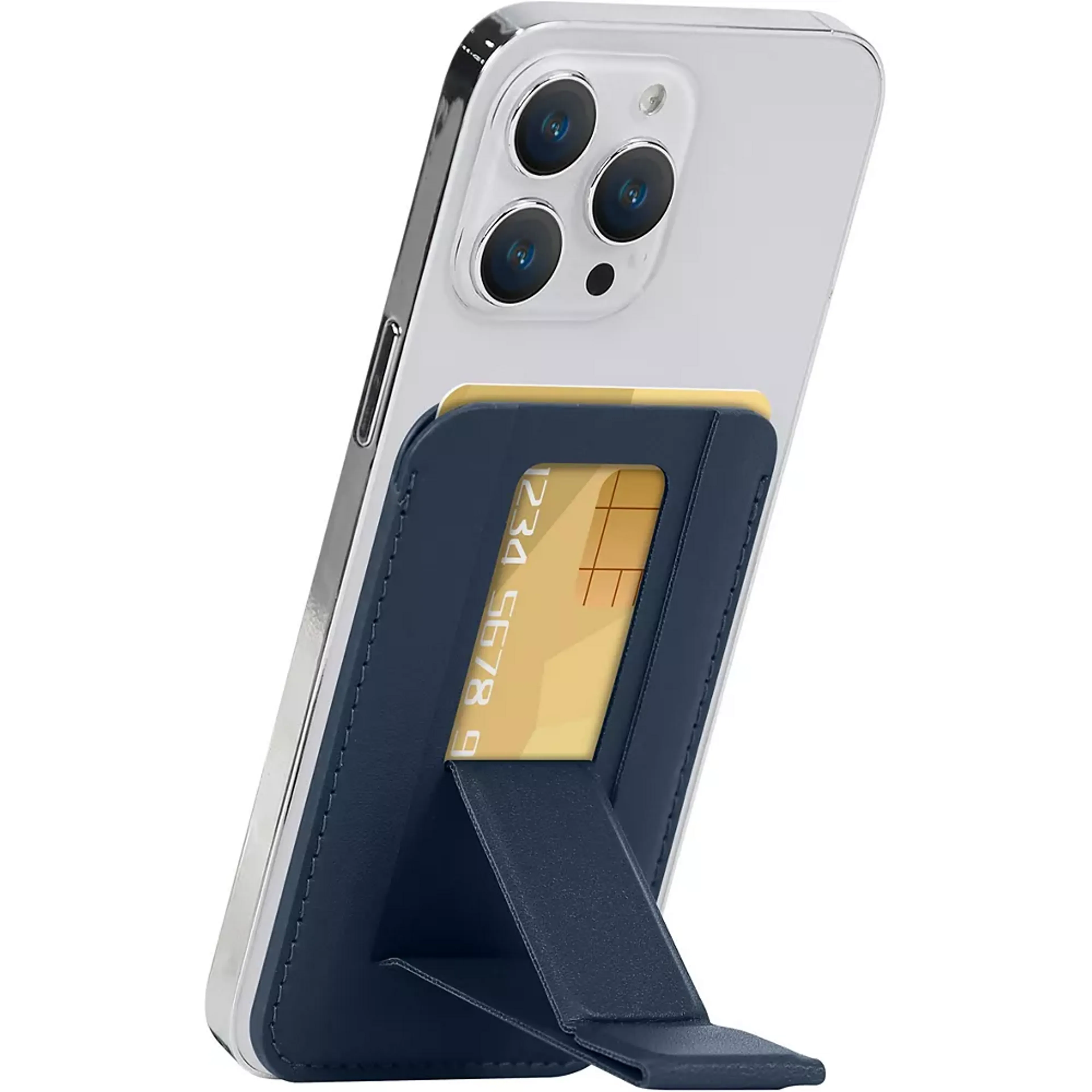 Magnetic card holder with stand - Blue