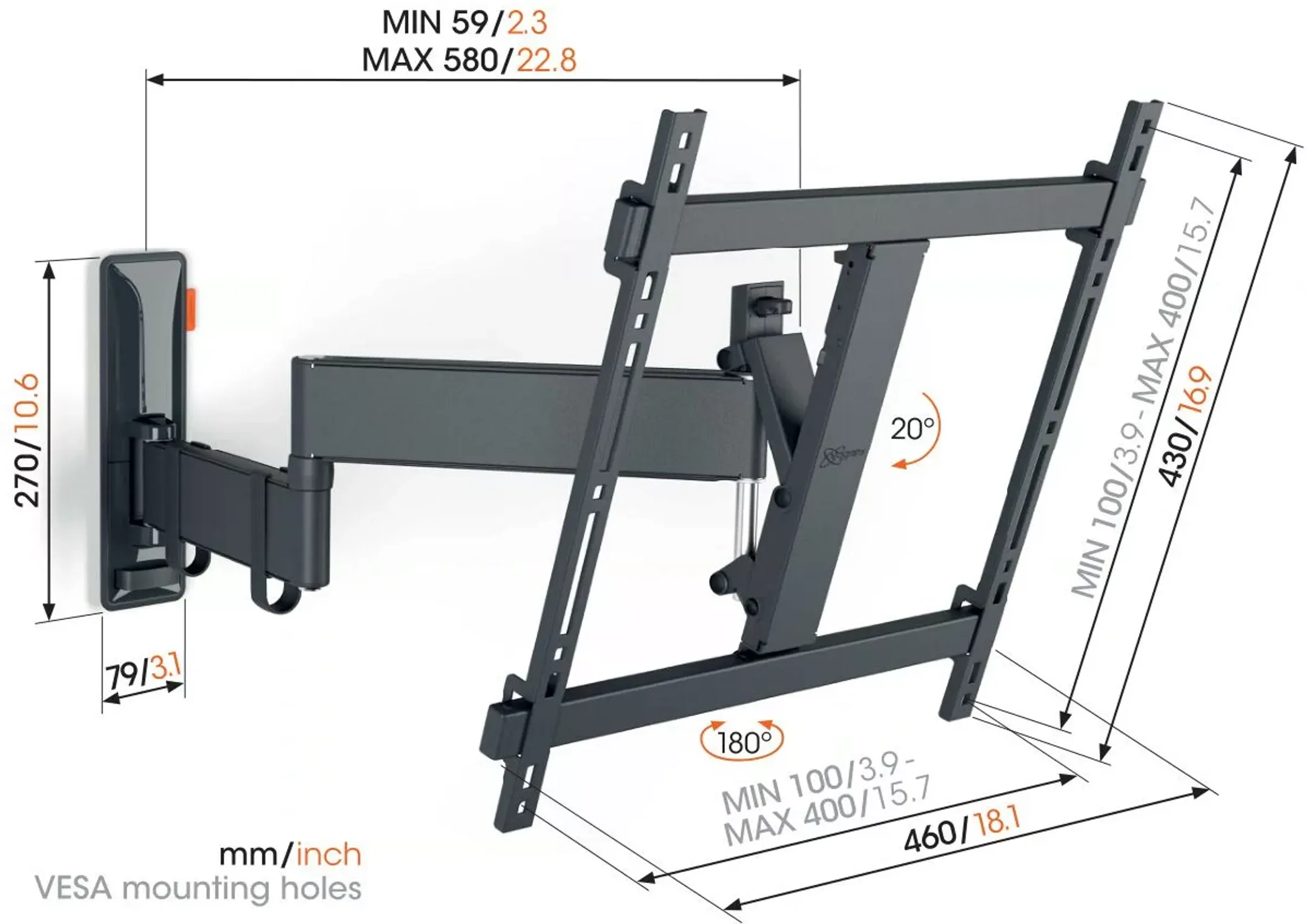 Vogels Adjustable TV Mount TVM 3448B - 32“ to 65” - Black image