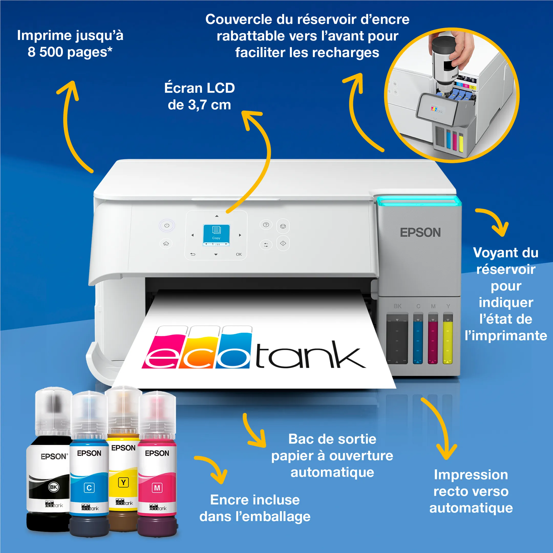 Epson Imprimante Multifonction Eco Tank ET-2956 - Blanc image