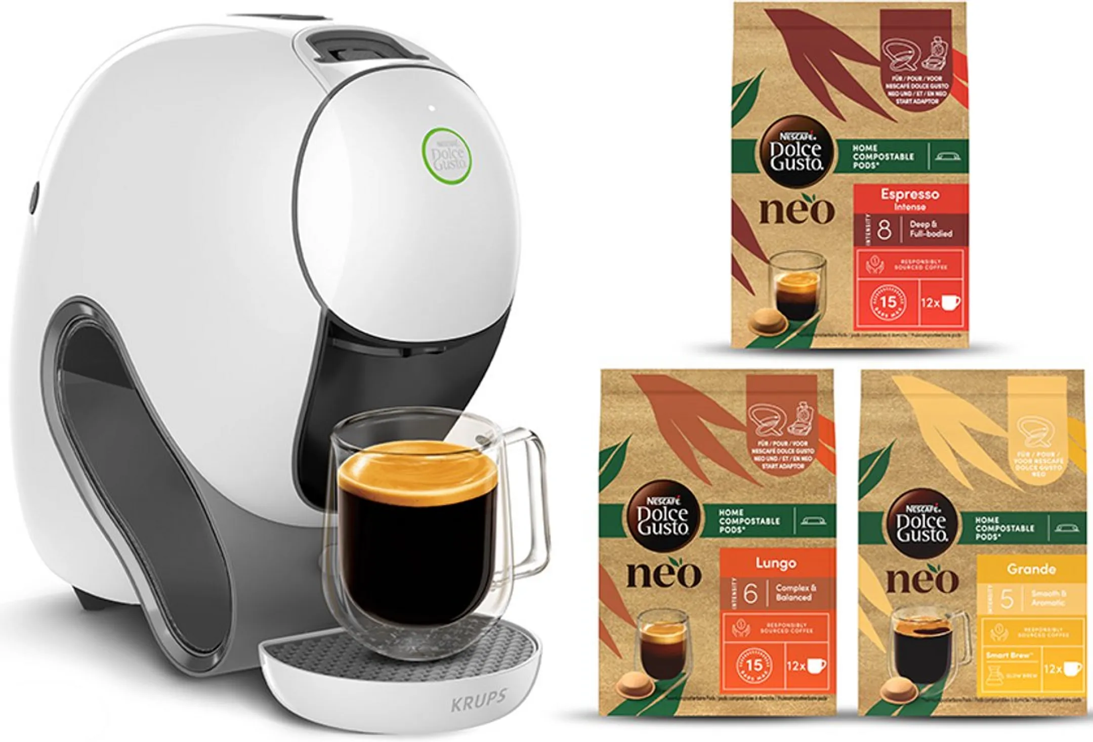 Coffee machine Nescafé Dolce Gusto Caffé white + 3 boxes of NEO pods