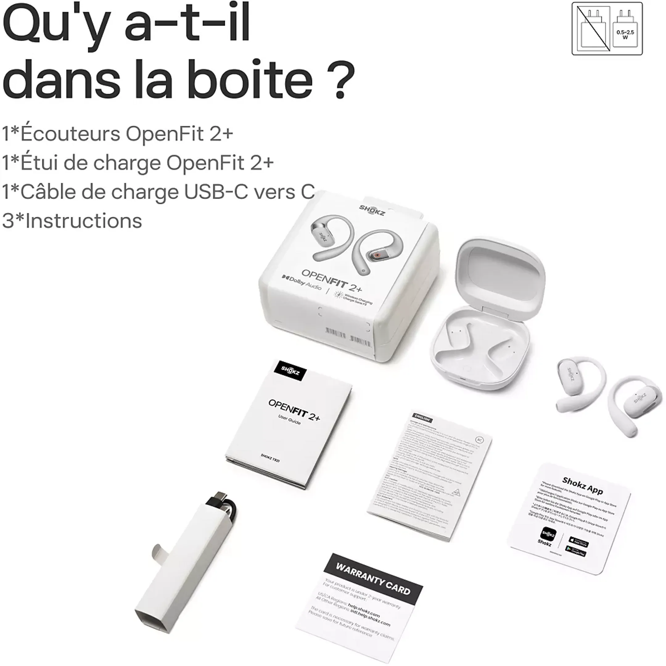 Shokz Ecouteurs sans fils OpenFit 2+ - Noir image