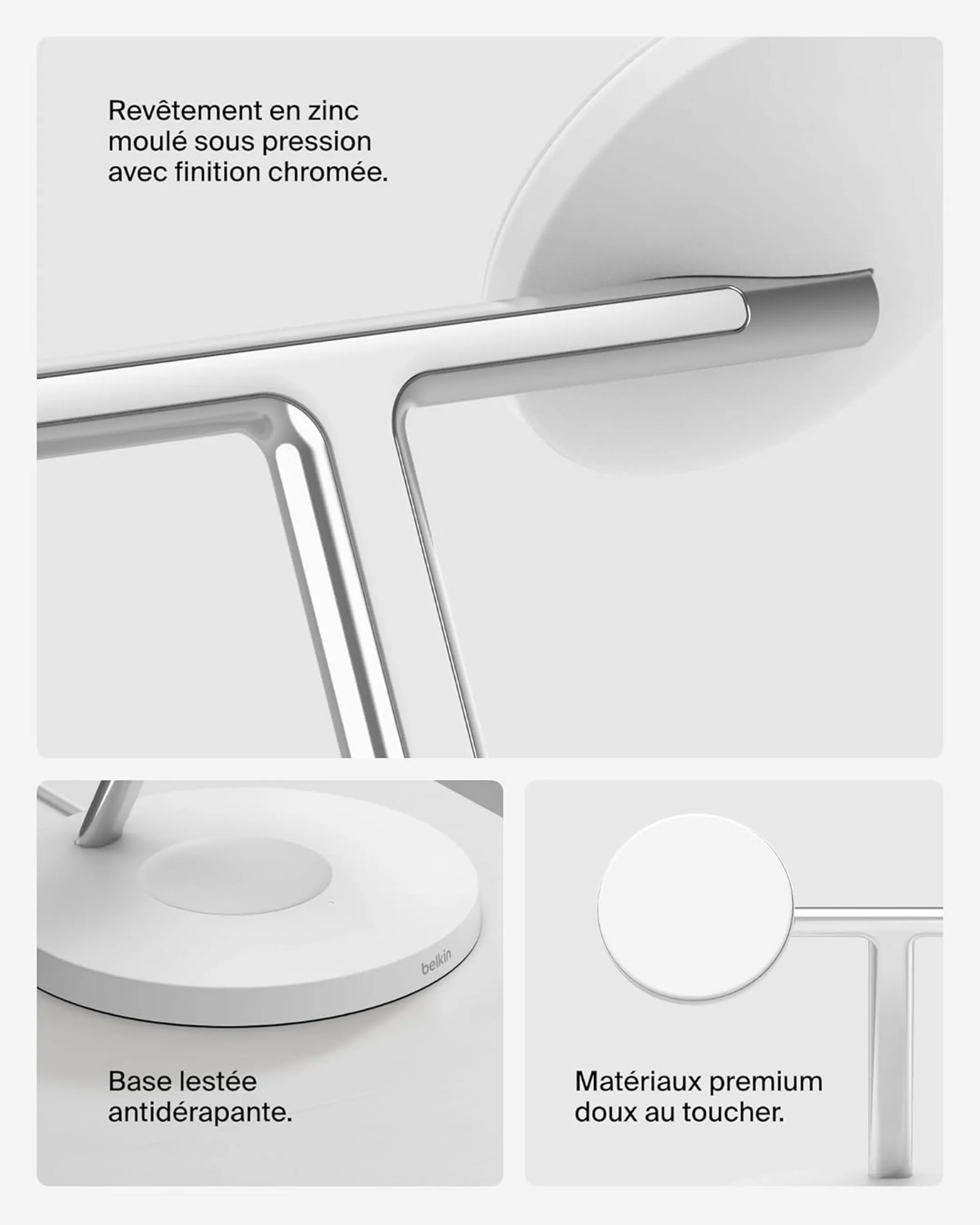 Belkin Station de recharge 3-en-1 avec Qi2 BoostCharge Pro - 15W - Blanc image