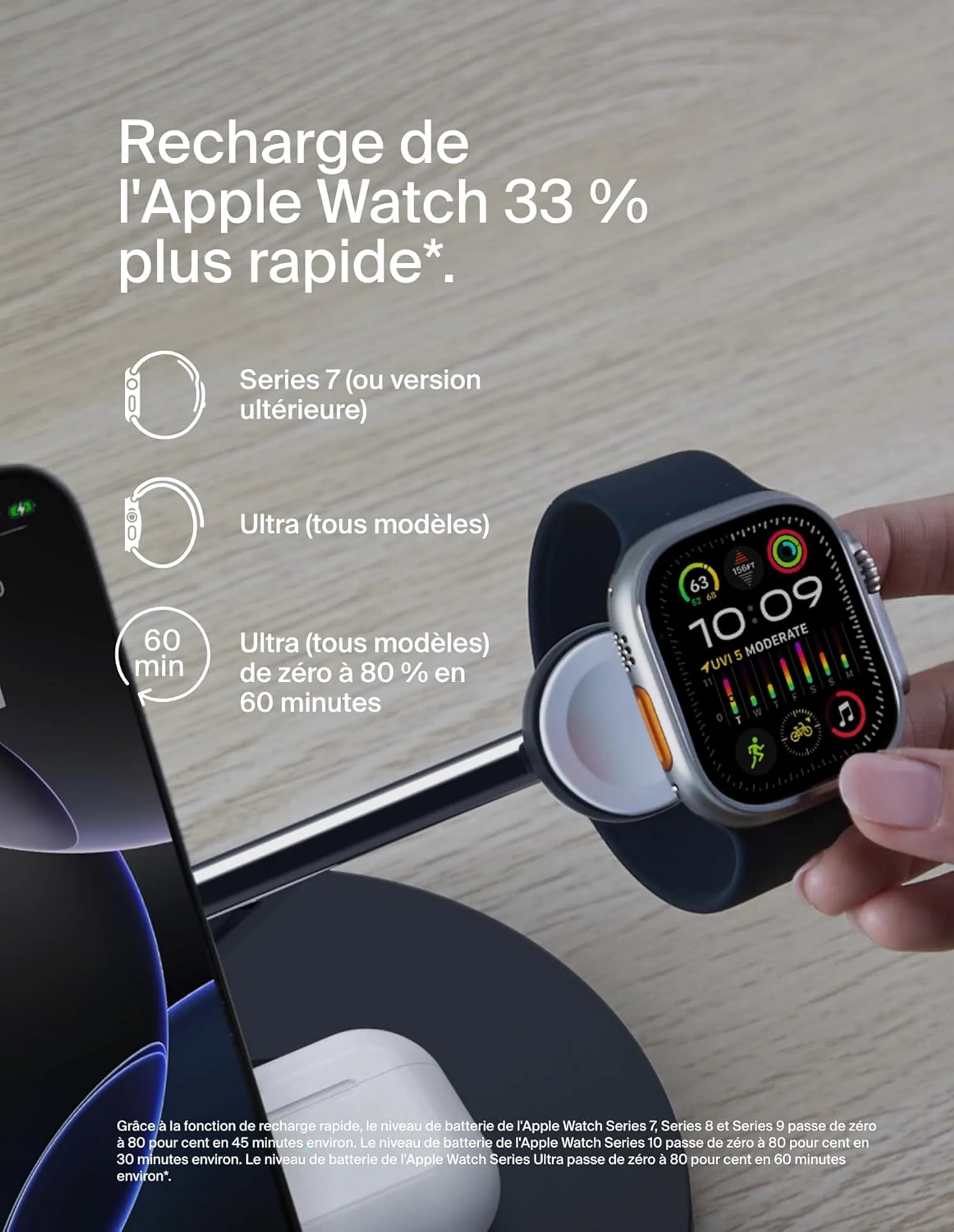 Belkin Station de recharge 3-en-1 avec Qi2 BoostCharge Pro - 15W - Noir image