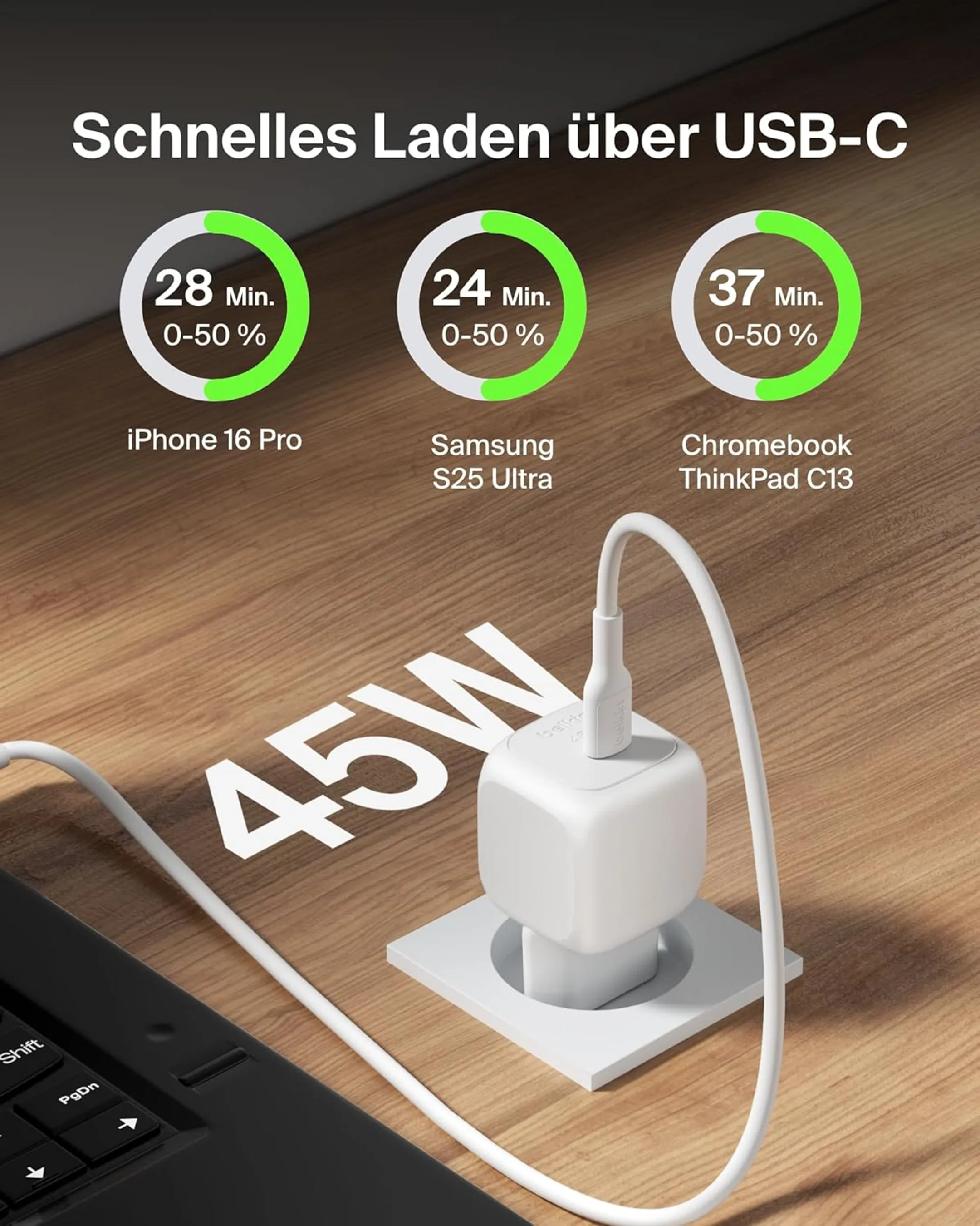 Belkin Netzladegerät USB-C BoostCharge – 45 W – Weiß image