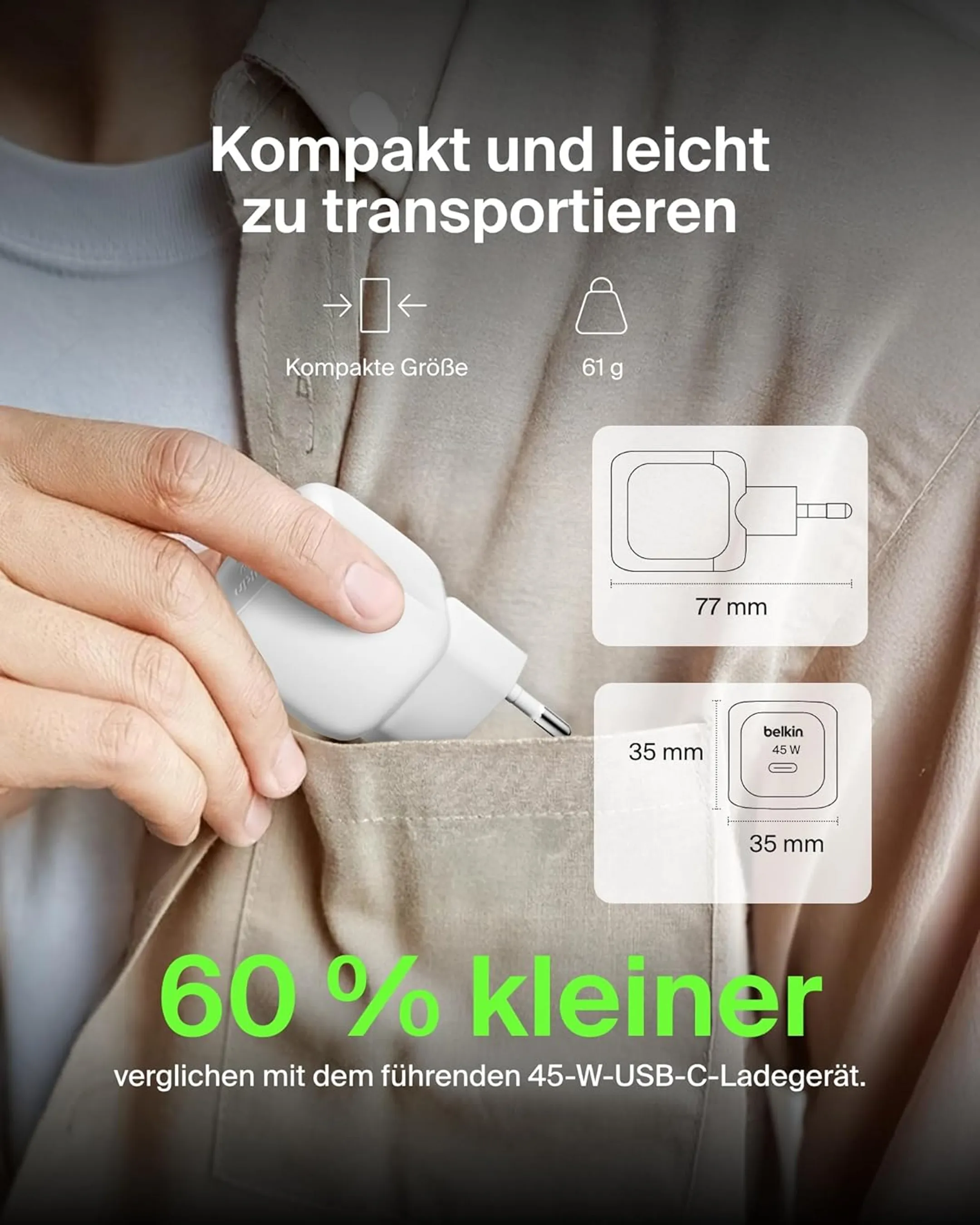 Belkin Netzladegerät USB-C BoostCharge – 45 W – Weiß image
