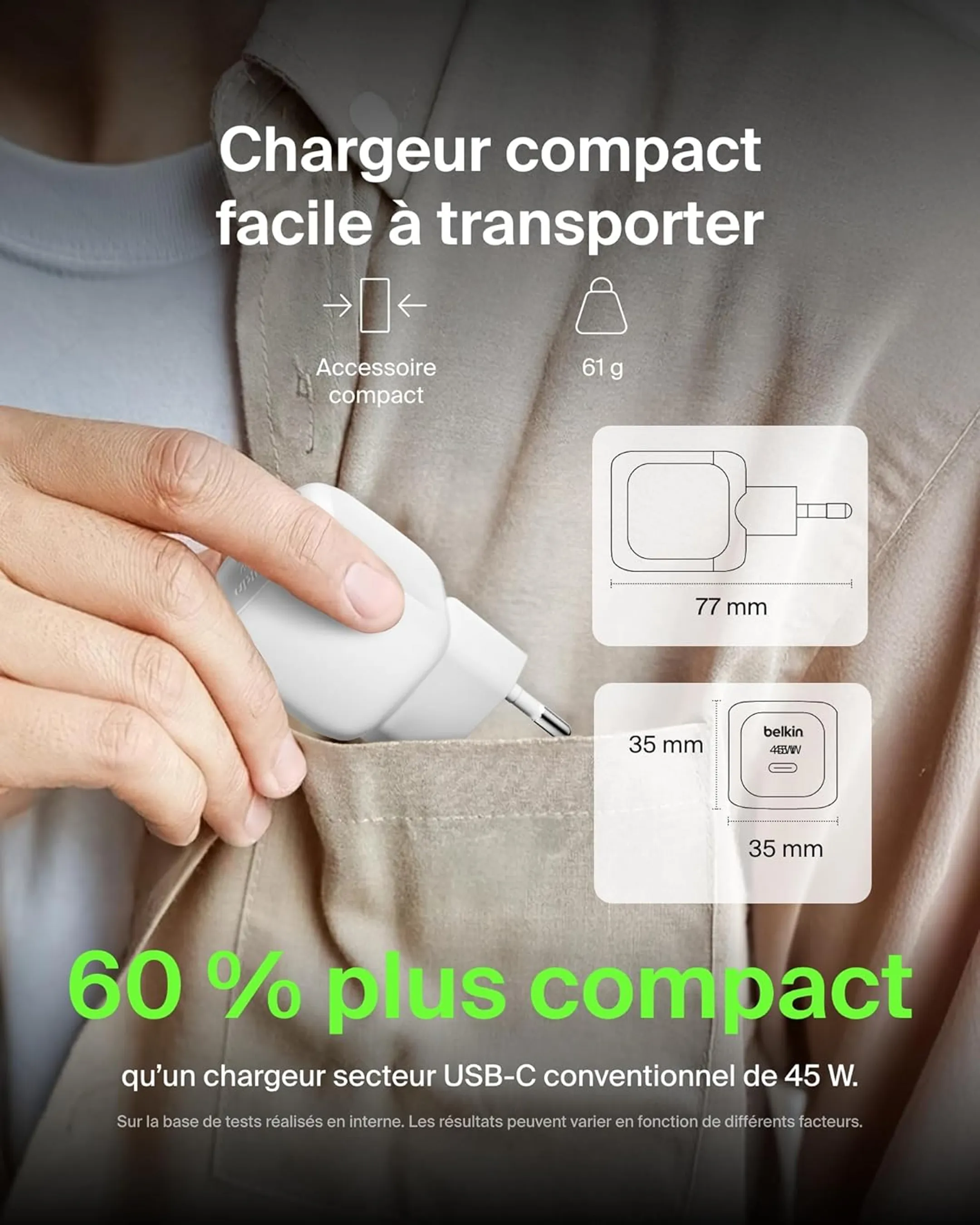 Belkin Chargeur secteur USB-C BoostCharge - 45W - Blanc image