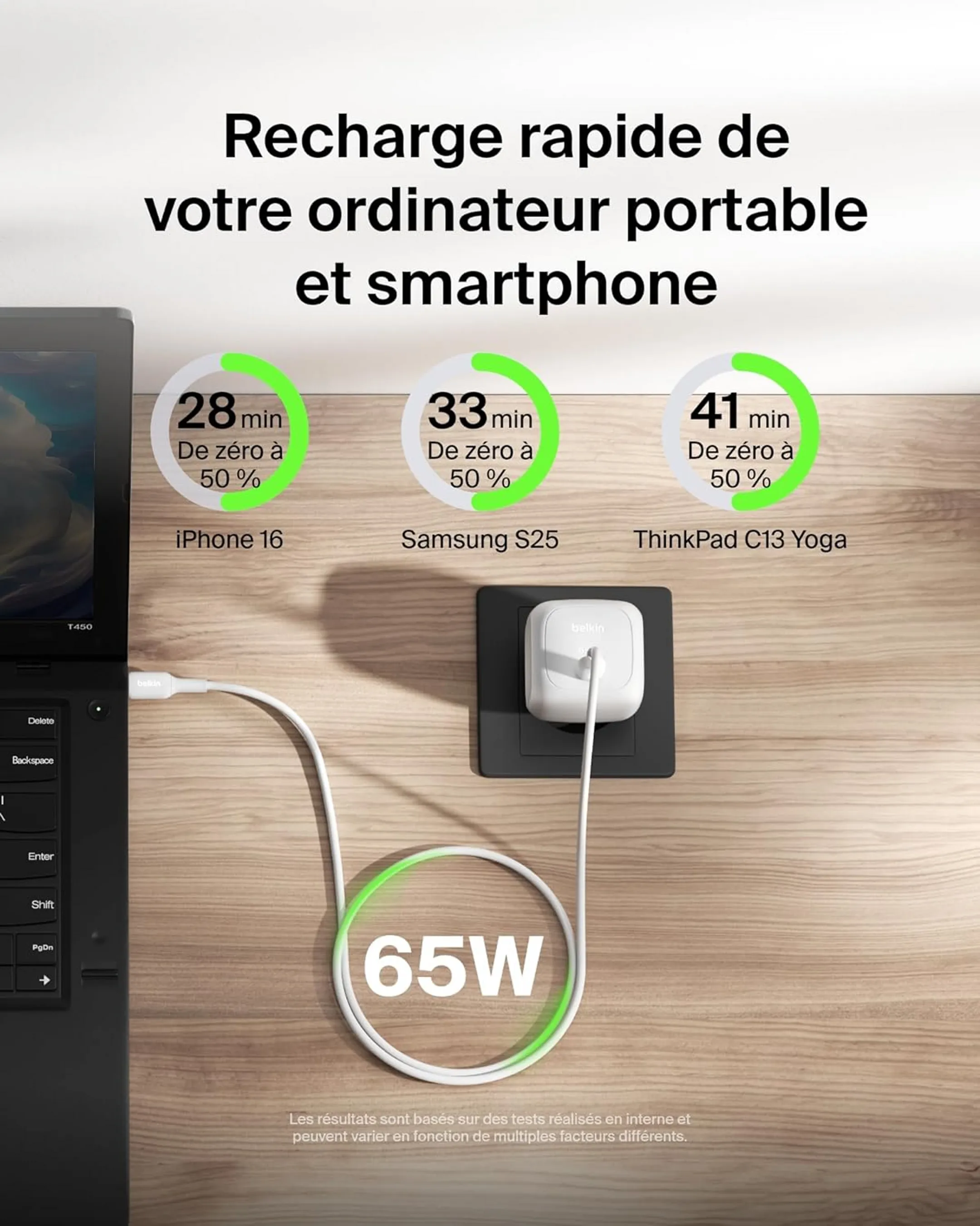 Belkin Chargeur secteur USB-C BoostCharge - 65W - Blanc image