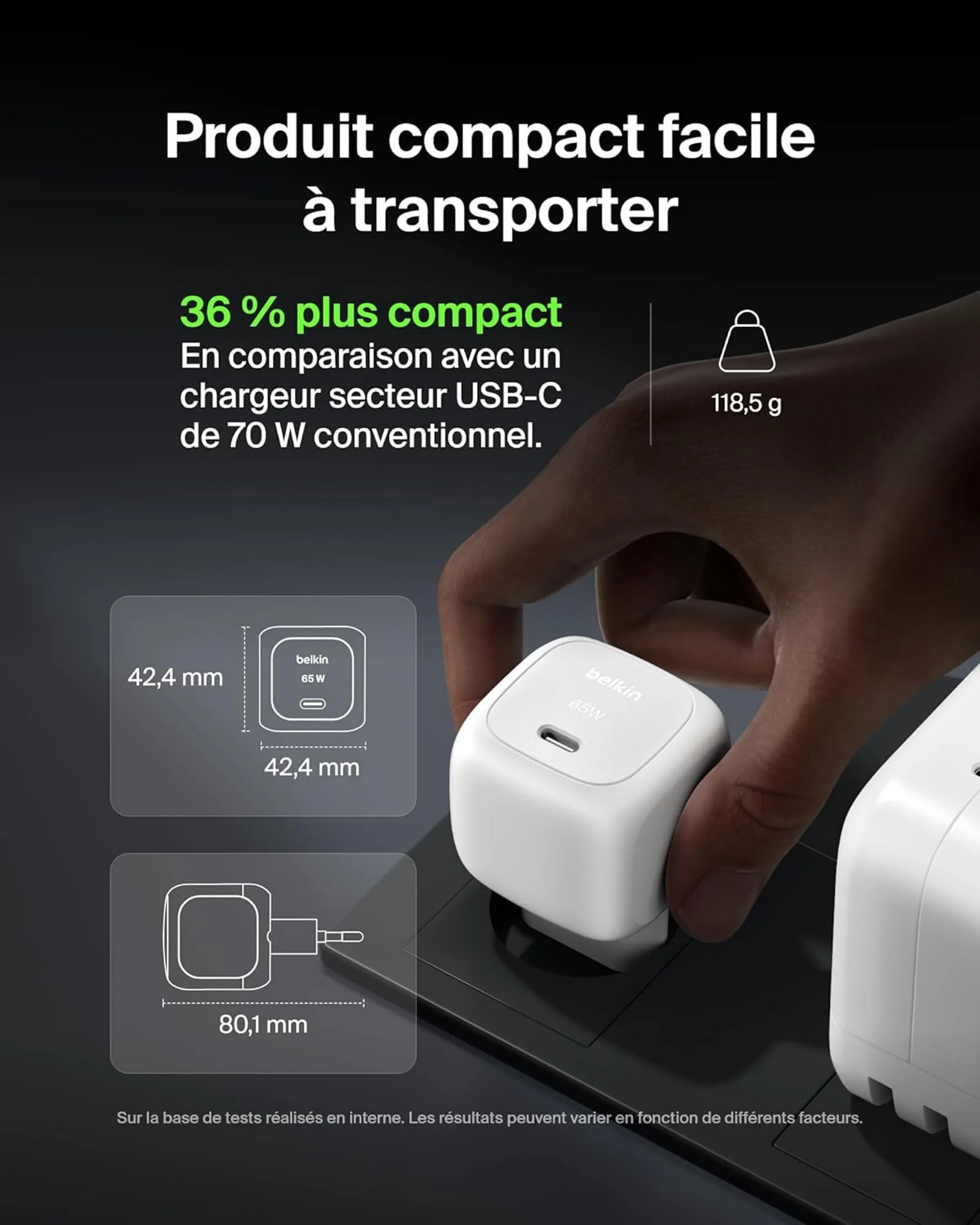 Belkin Chargeur secteur USB-C BoostCharge - 65W - Blanc image