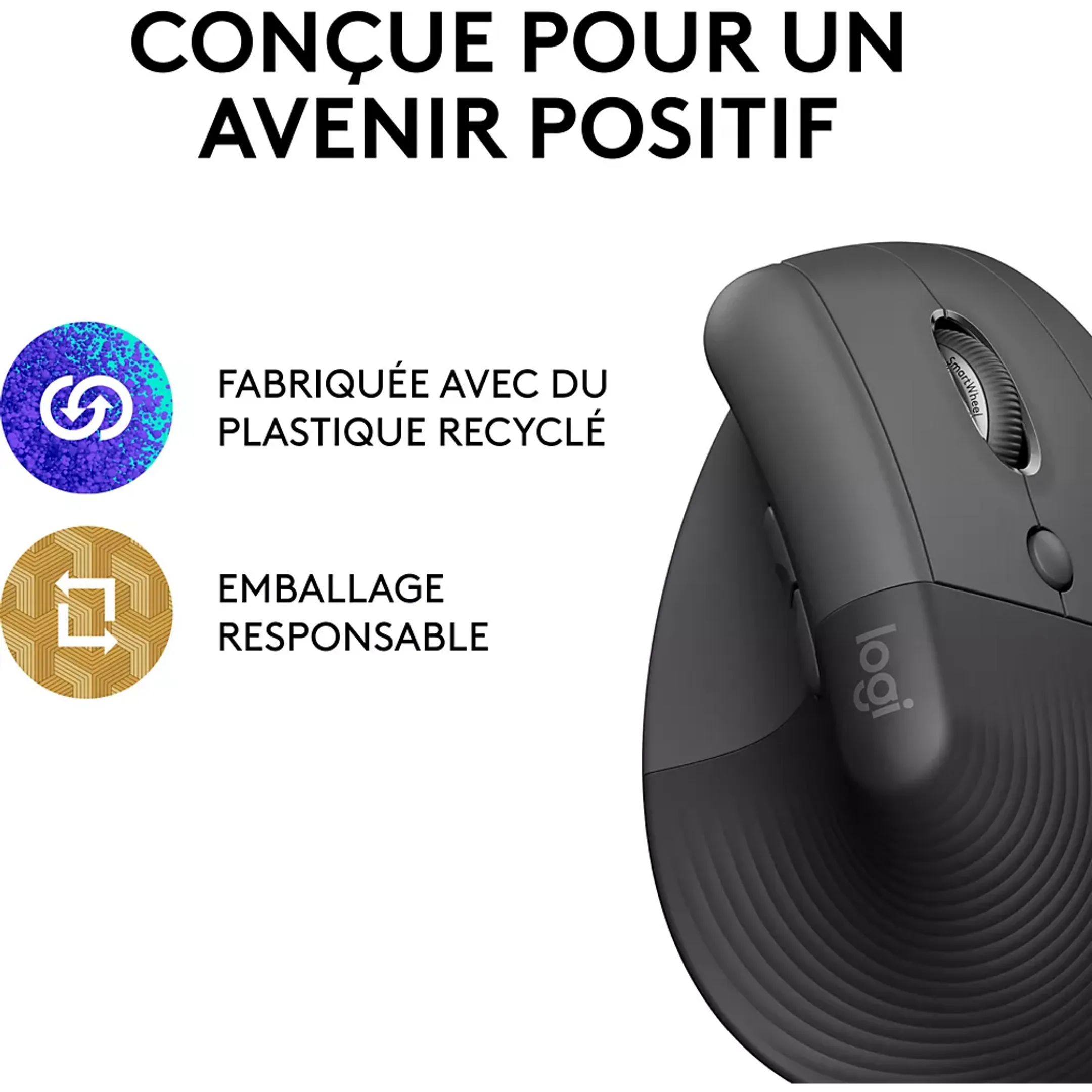 Logitech Souris sans fil ergonomique verticale Lift - Noir image
