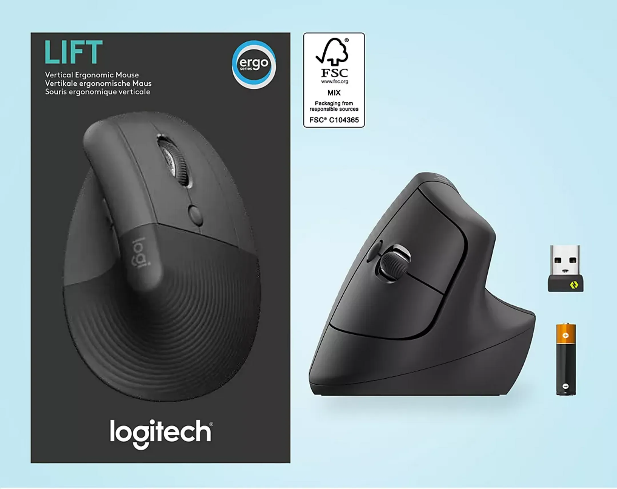 Logitech Souris sans fil ergonomique verticale Lift - Noir image