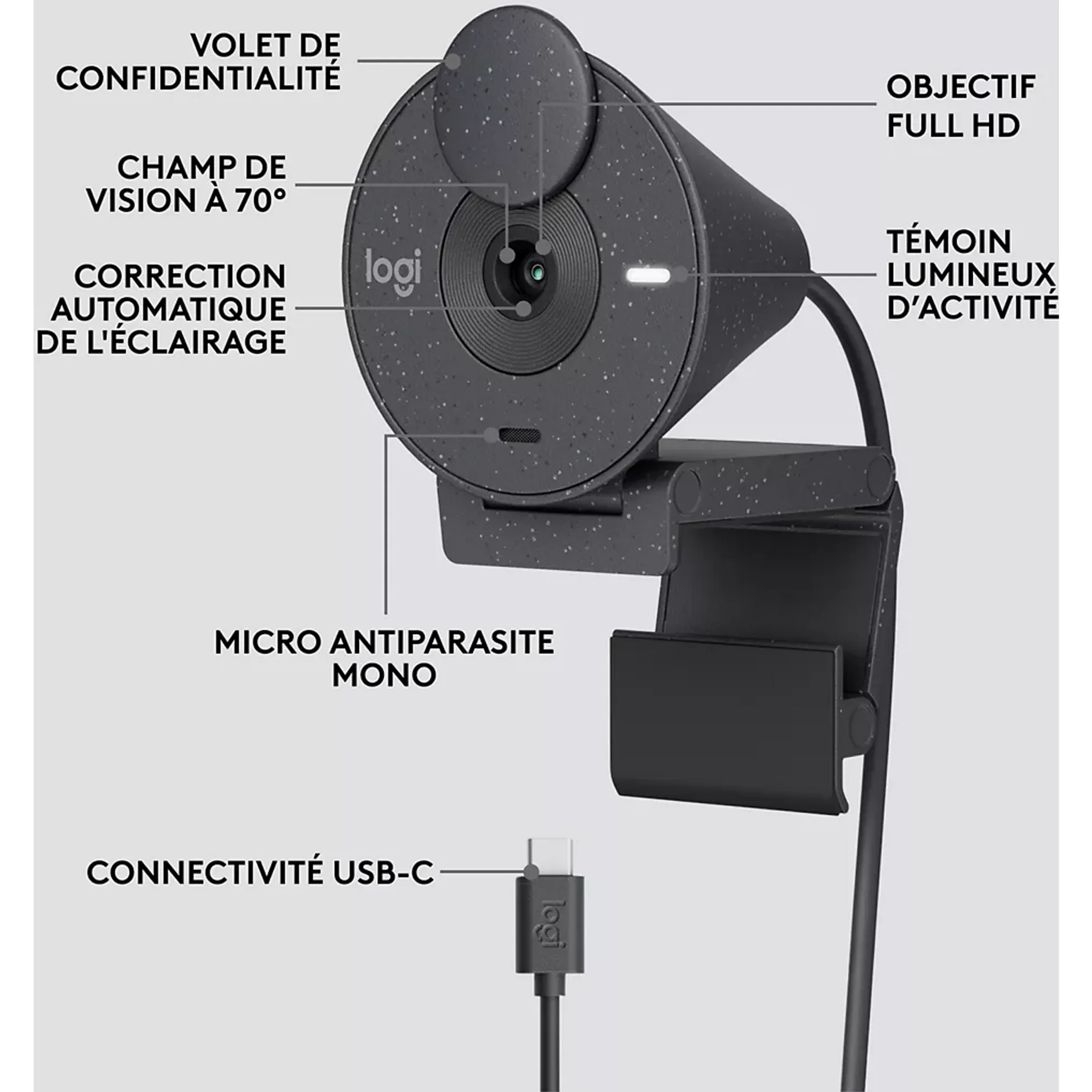 Logitech Webcam FHD Brio 300 - Noir image