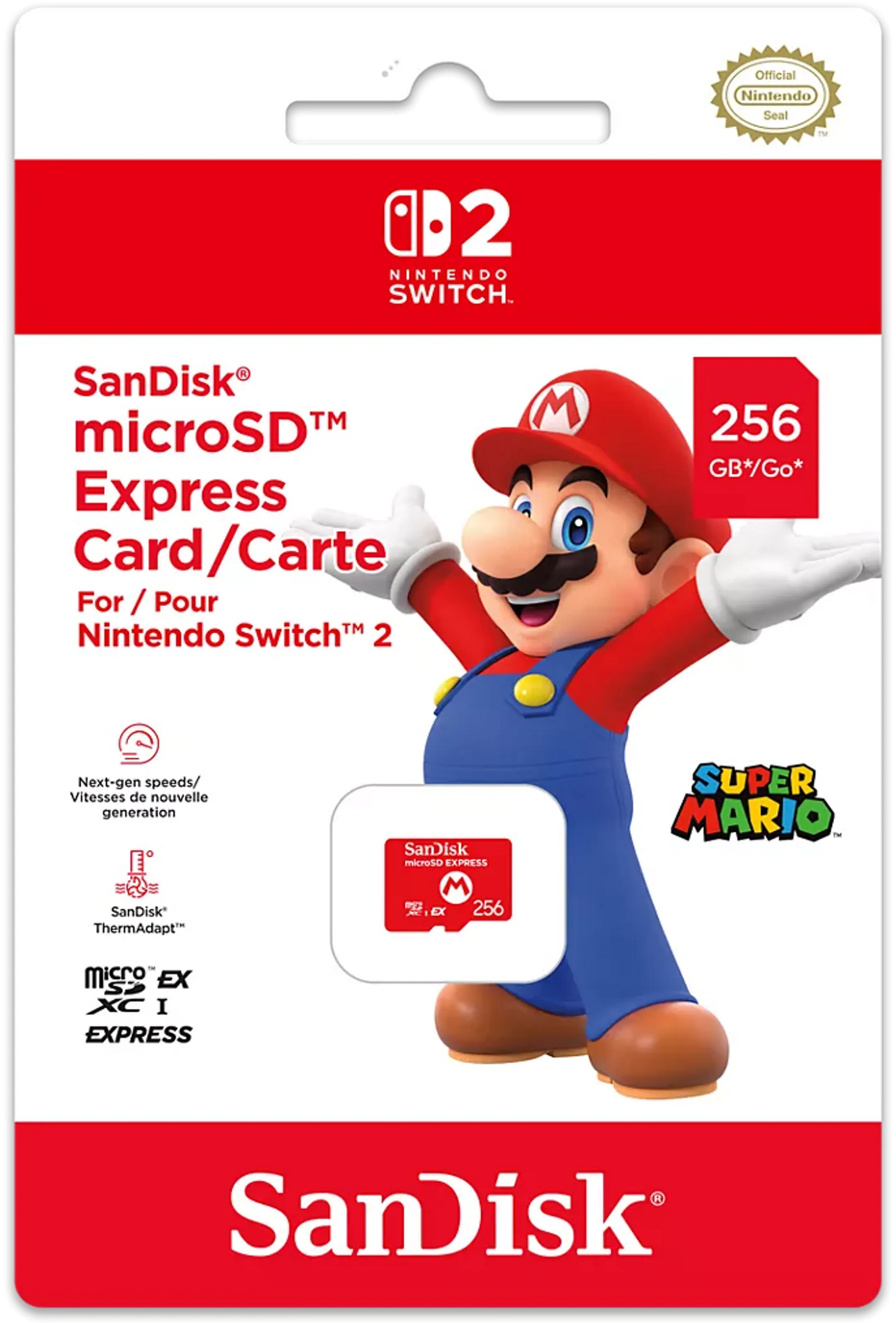 Carte Micro SD Express Switch 2 - 256Go - Mario