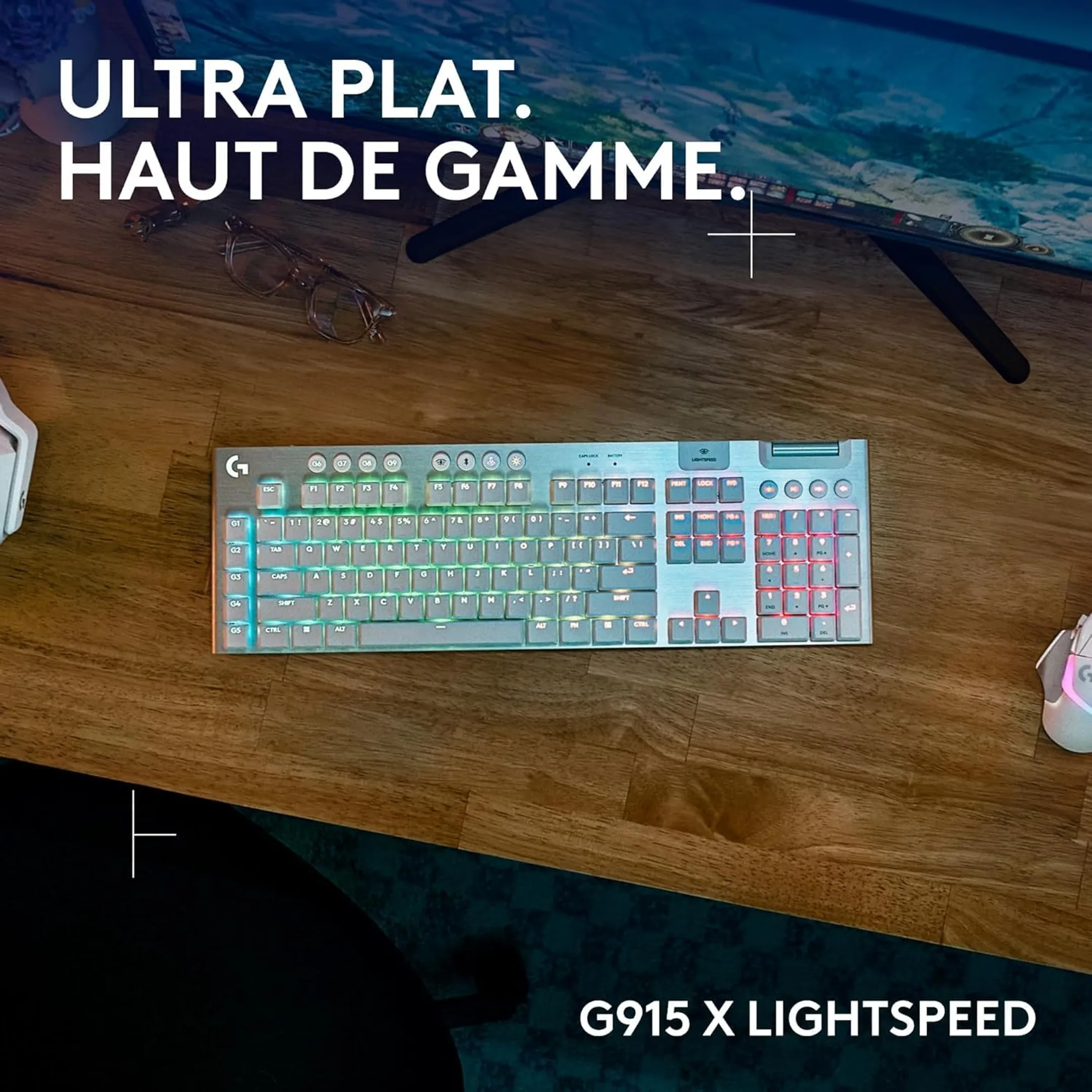 Logitech Clavier gaming sans fil G915X Lightspeed - QWERTZ - Blanc image