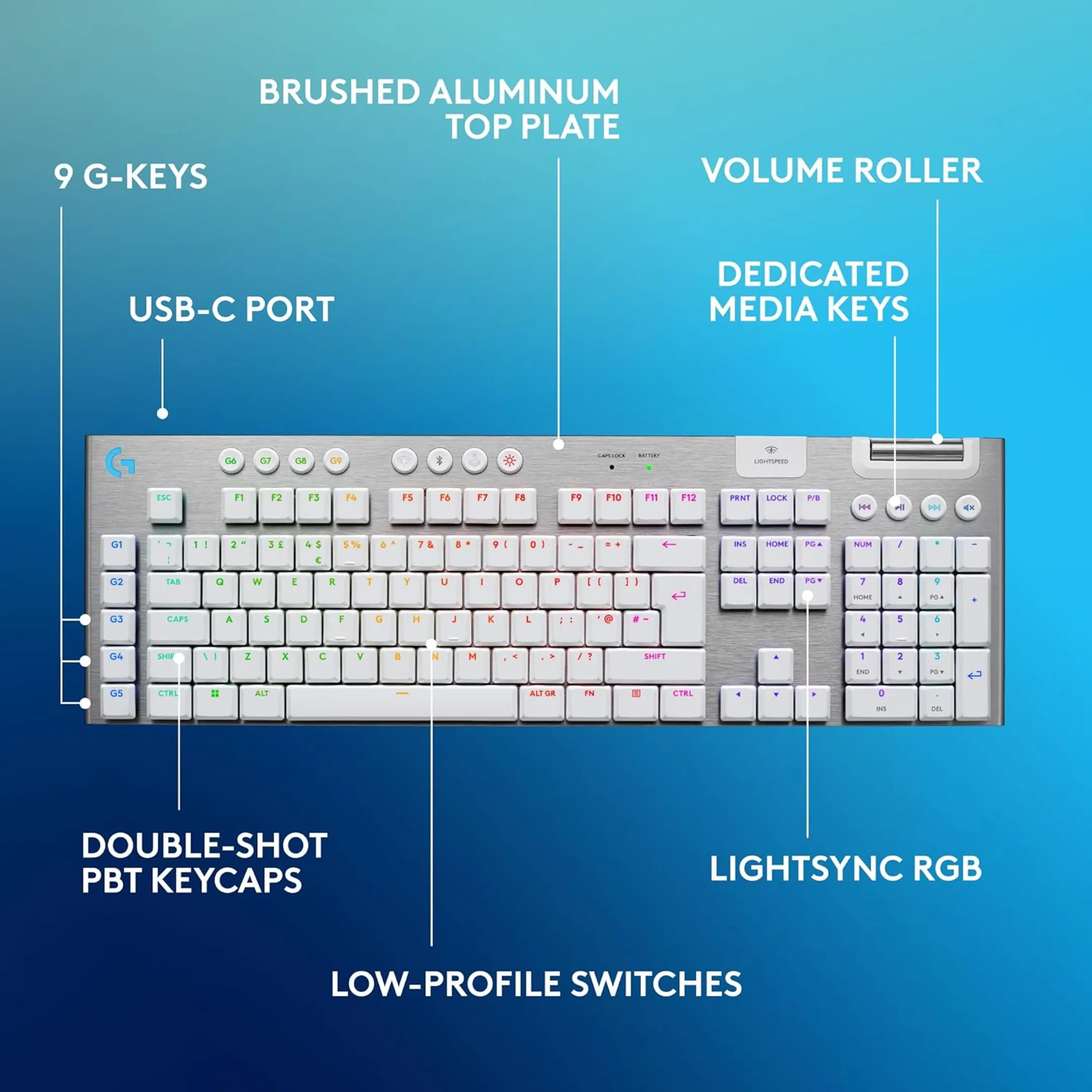 Logitech Wireless Gaming Keyboard G915X Lightspeed - QWERTZ - White image