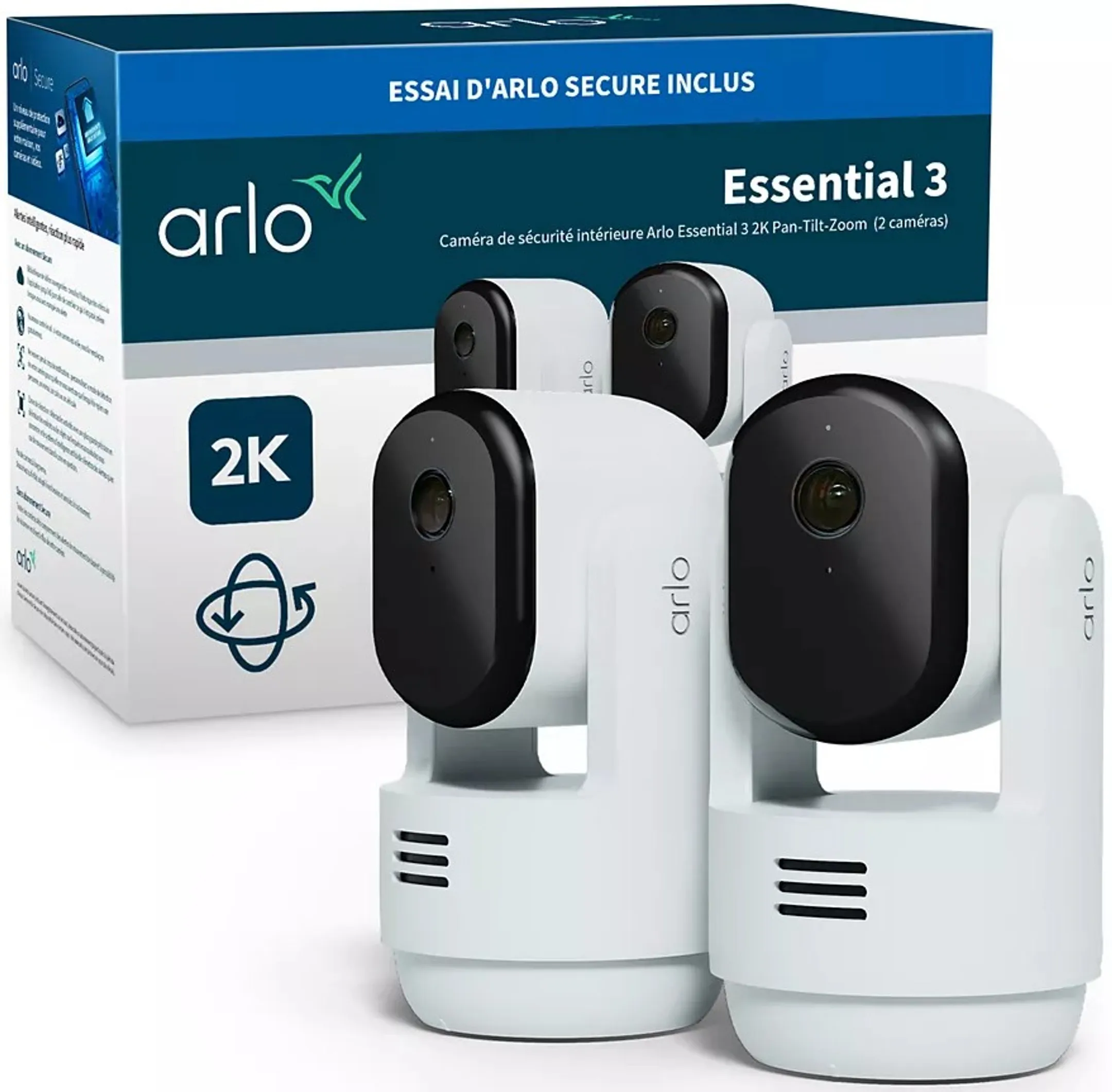 ARLO Caméra de surveillance extérieure Essential 3 2K PTZ - 2 pièces image