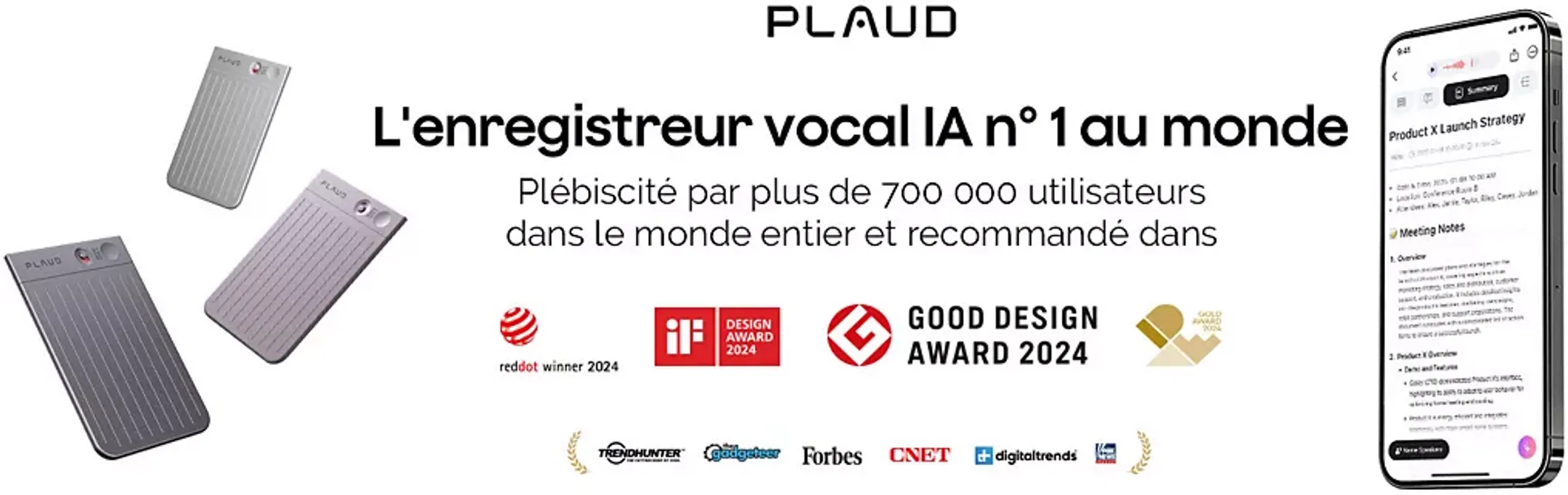 PLAUD Dictaphone numérique Note - 64Go - Noir image