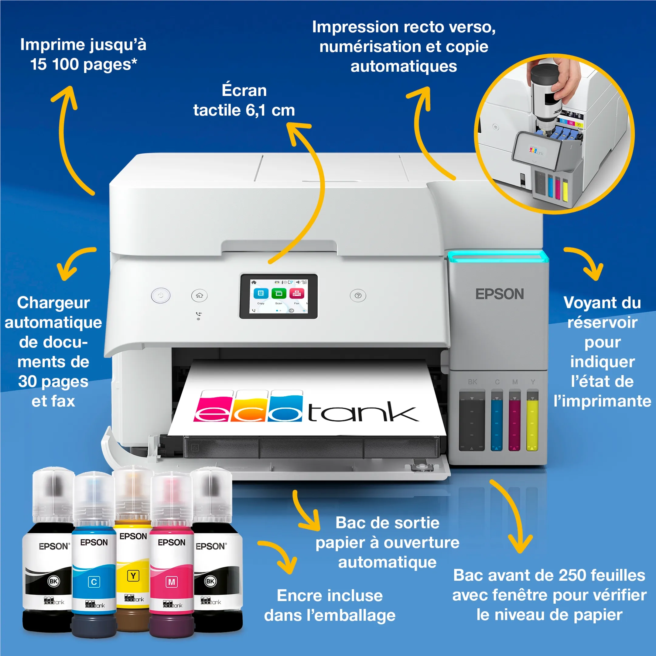 Epson Imprimante multifonction Eco Tank ET-4956 - Blanc image